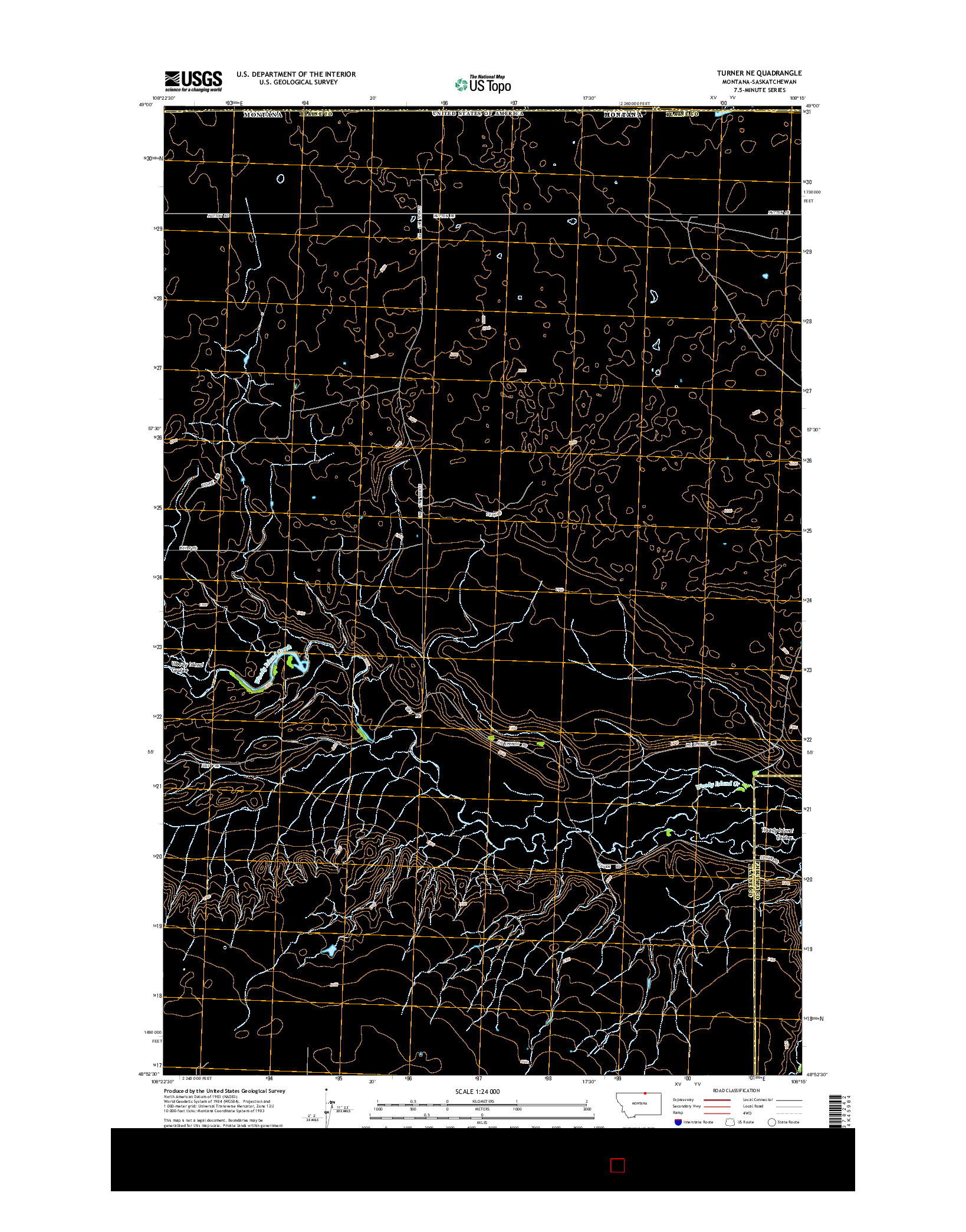 USGS US TOPO 7.5-MINUTE MAP FOR TURNER NE, MT-SK 2014