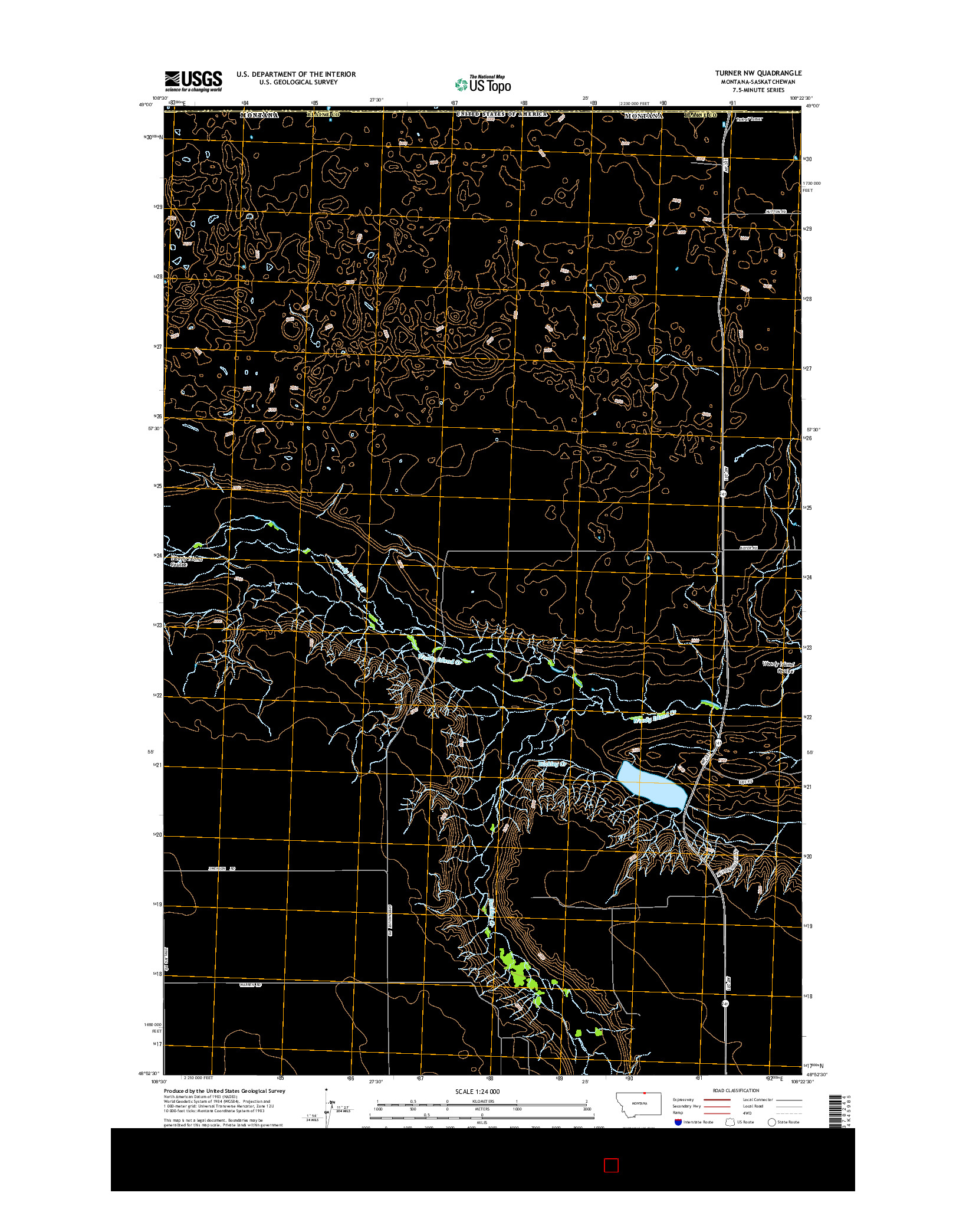 USGS US TOPO 7.5-MINUTE MAP FOR TURNER NW, MT-SK 2014