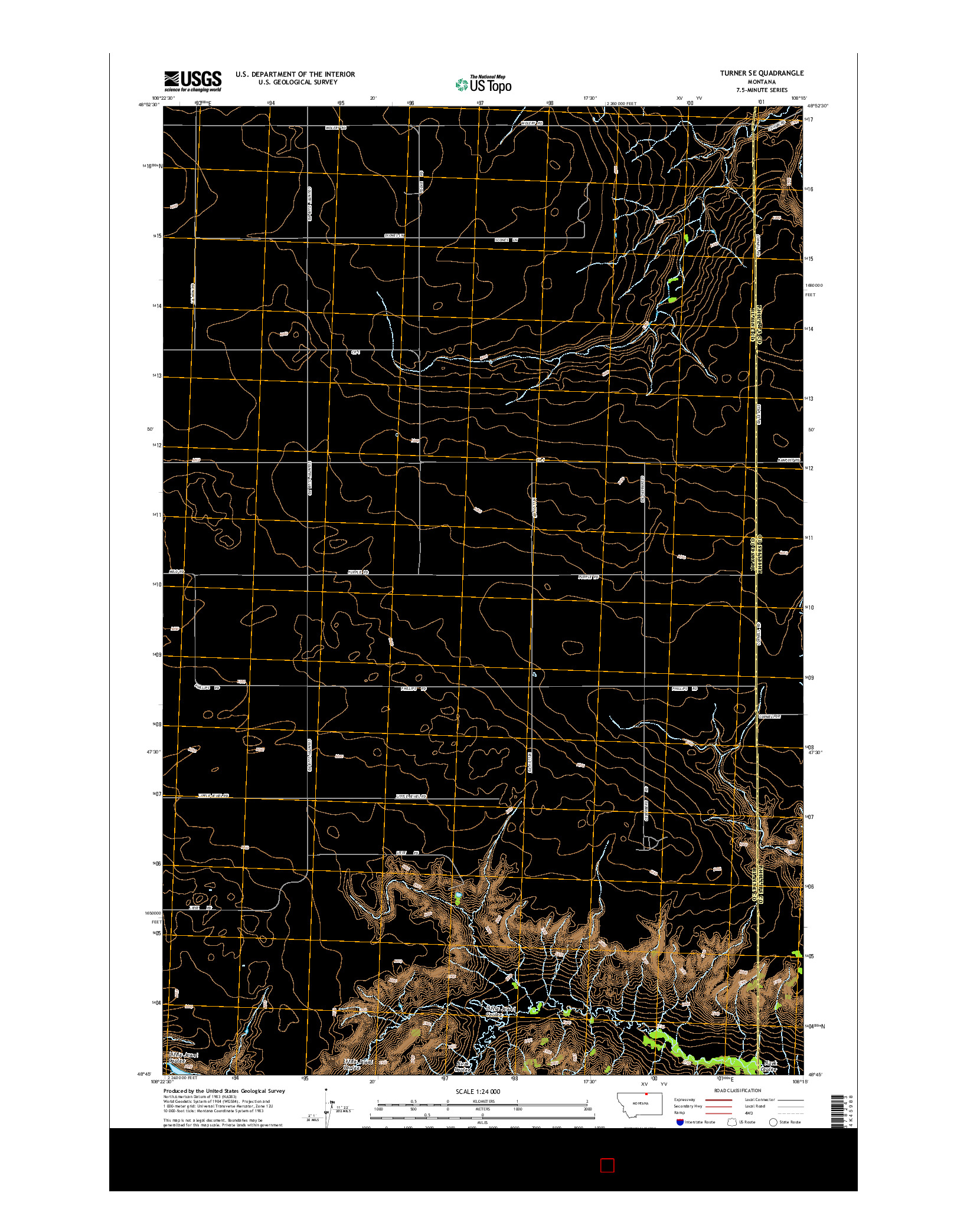 USGS US TOPO 7.5-MINUTE MAP FOR TURNER SE, MT 2014