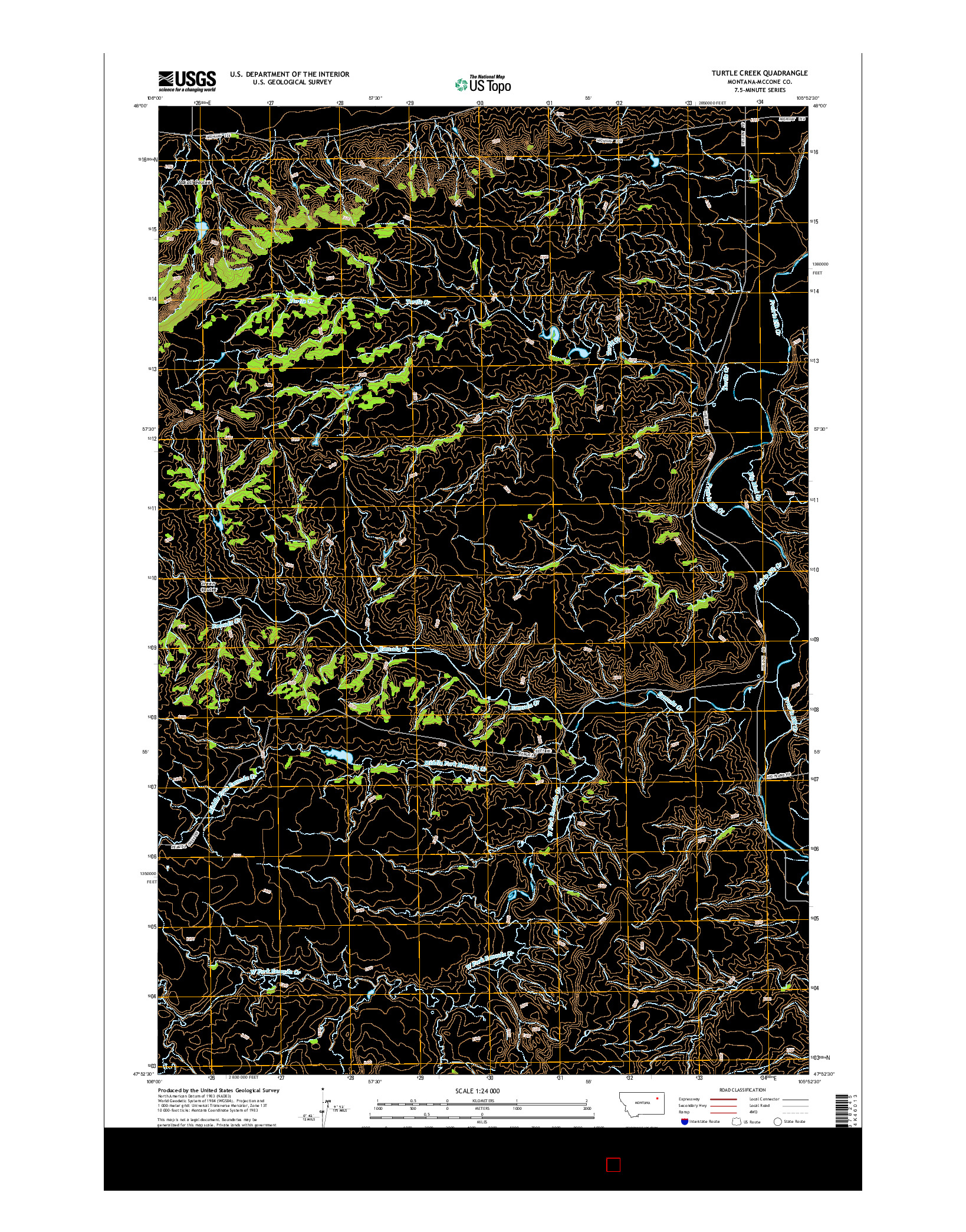 USGS US TOPO 7.5-MINUTE MAP FOR TURTLE CREEK, MT 2014