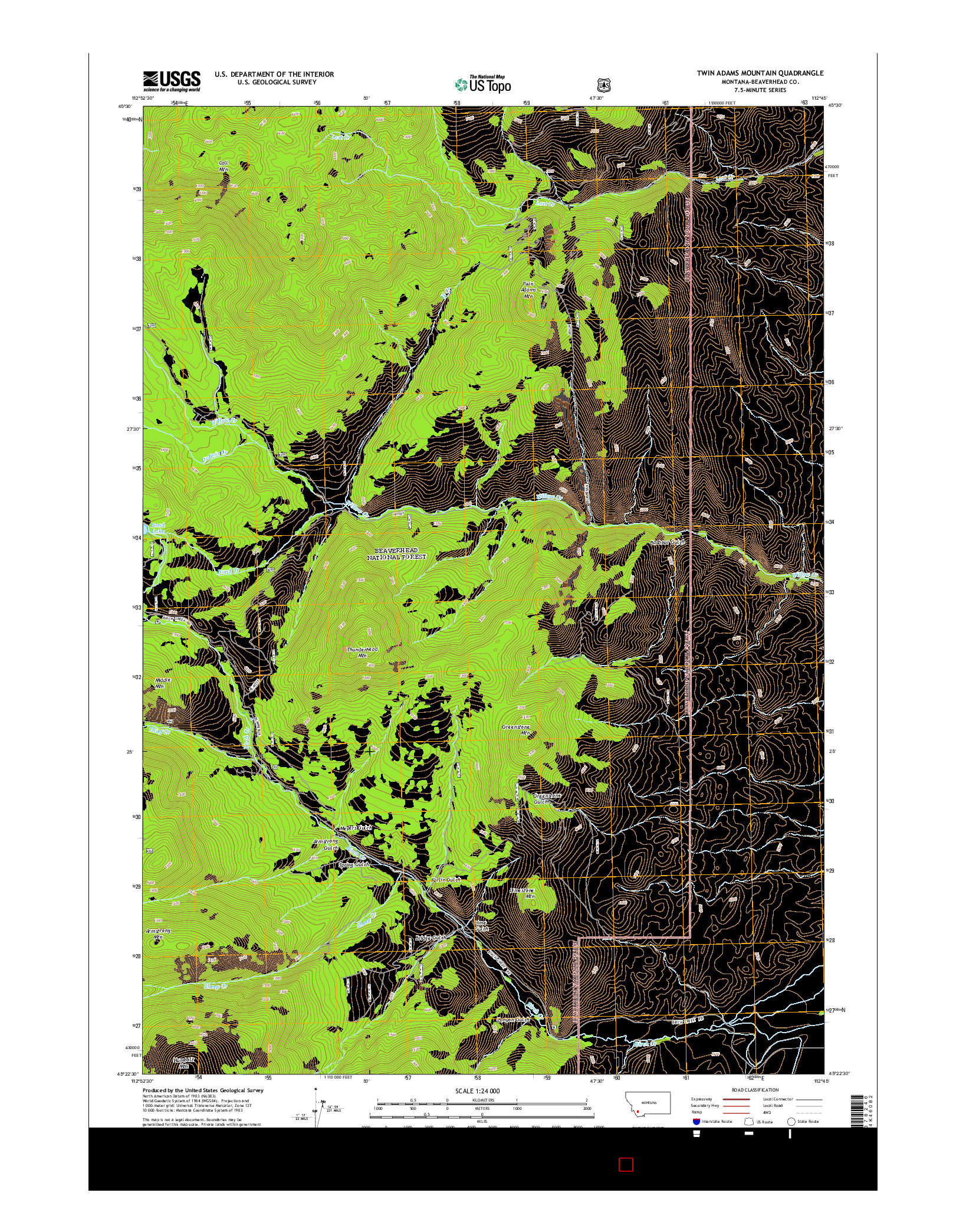 USGS US TOPO 7.5-MINUTE MAP FOR TWIN ADAMS MOUNTAIN, MT 2014