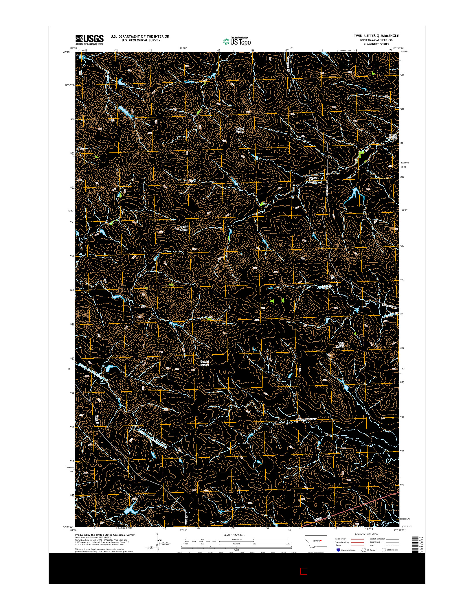 USGS US TOPO 7.5-MINUTE MAP FOR TWIN BUTTES, MT 2014