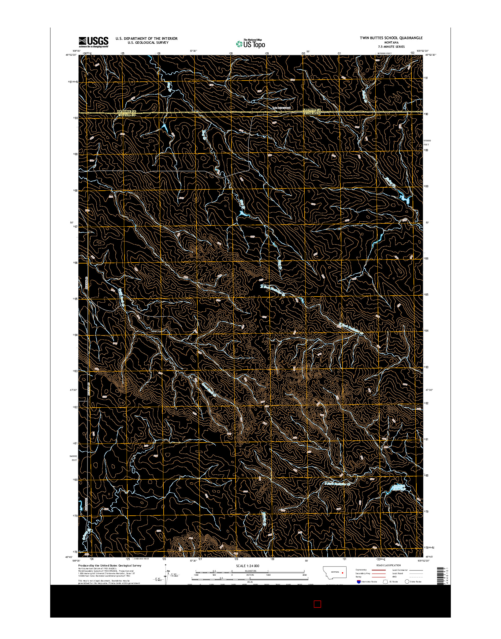 USGS US TOPO 7.5-MINUTE MAP FOR TWIN BUTTES SCHOOL, MT 2014