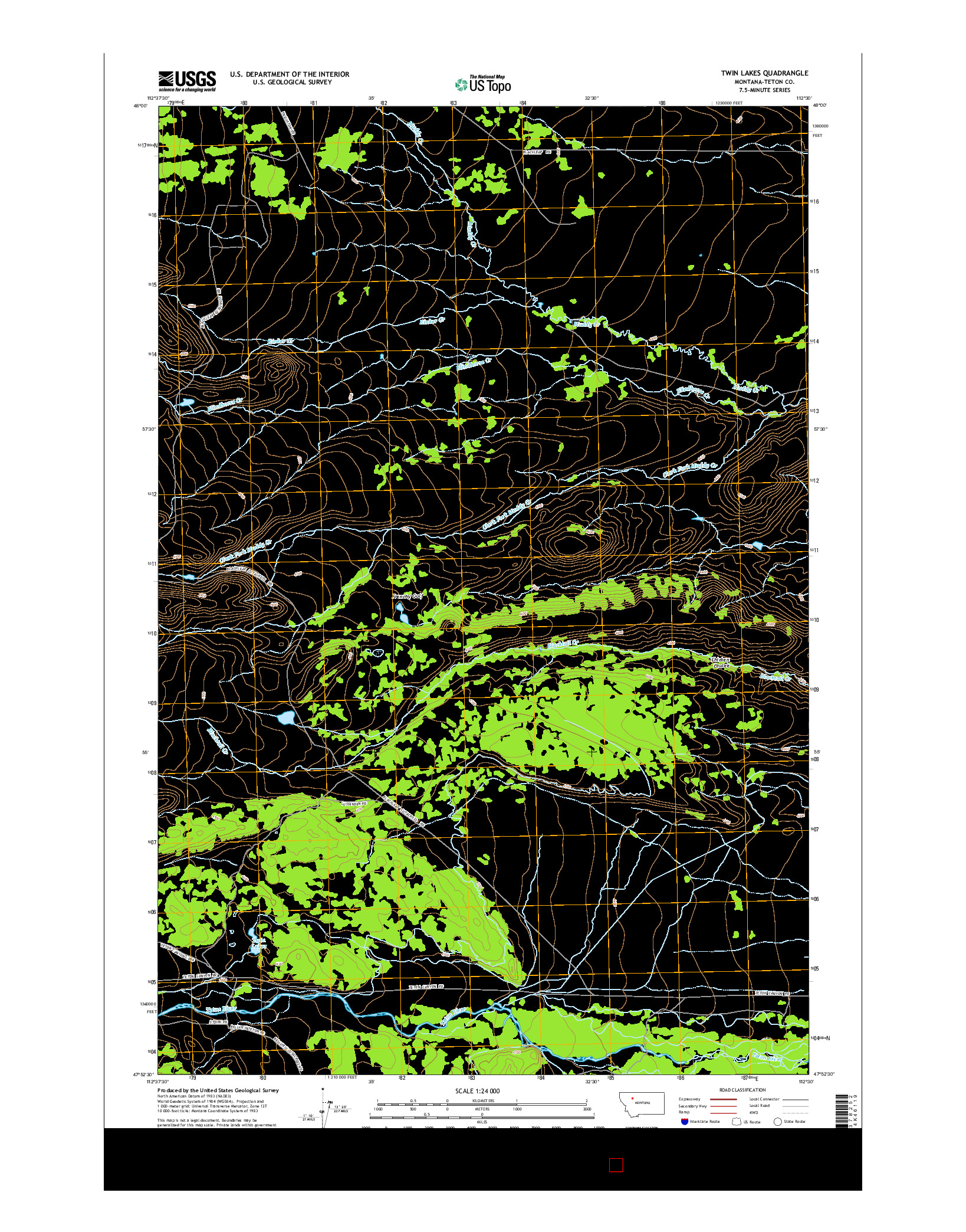 USGS US TOPO 7.5-MINUTE MAP FOR TWIN LAKES, MT 2014