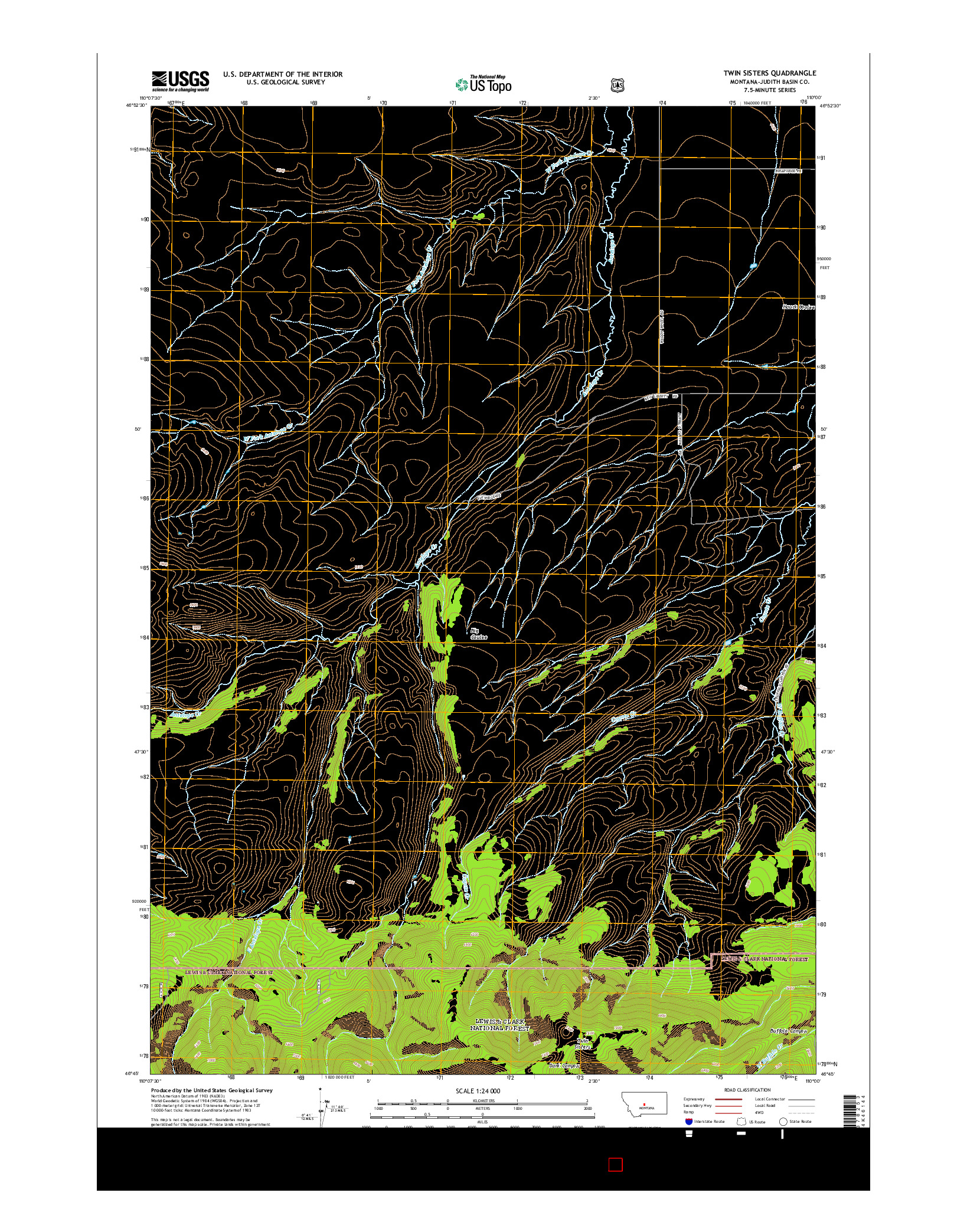 USGS US TOPO 7.5-MINUTE MAP FOR TWIN SISTERS, MT 2014