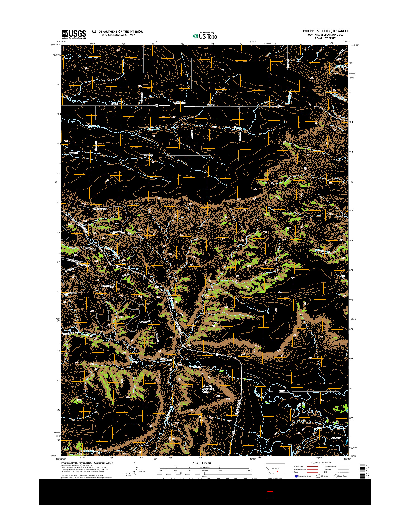 USGS US TOPO 7.5-MINUTE MAP FOR TWO PINE SCHOOL, MT 2014