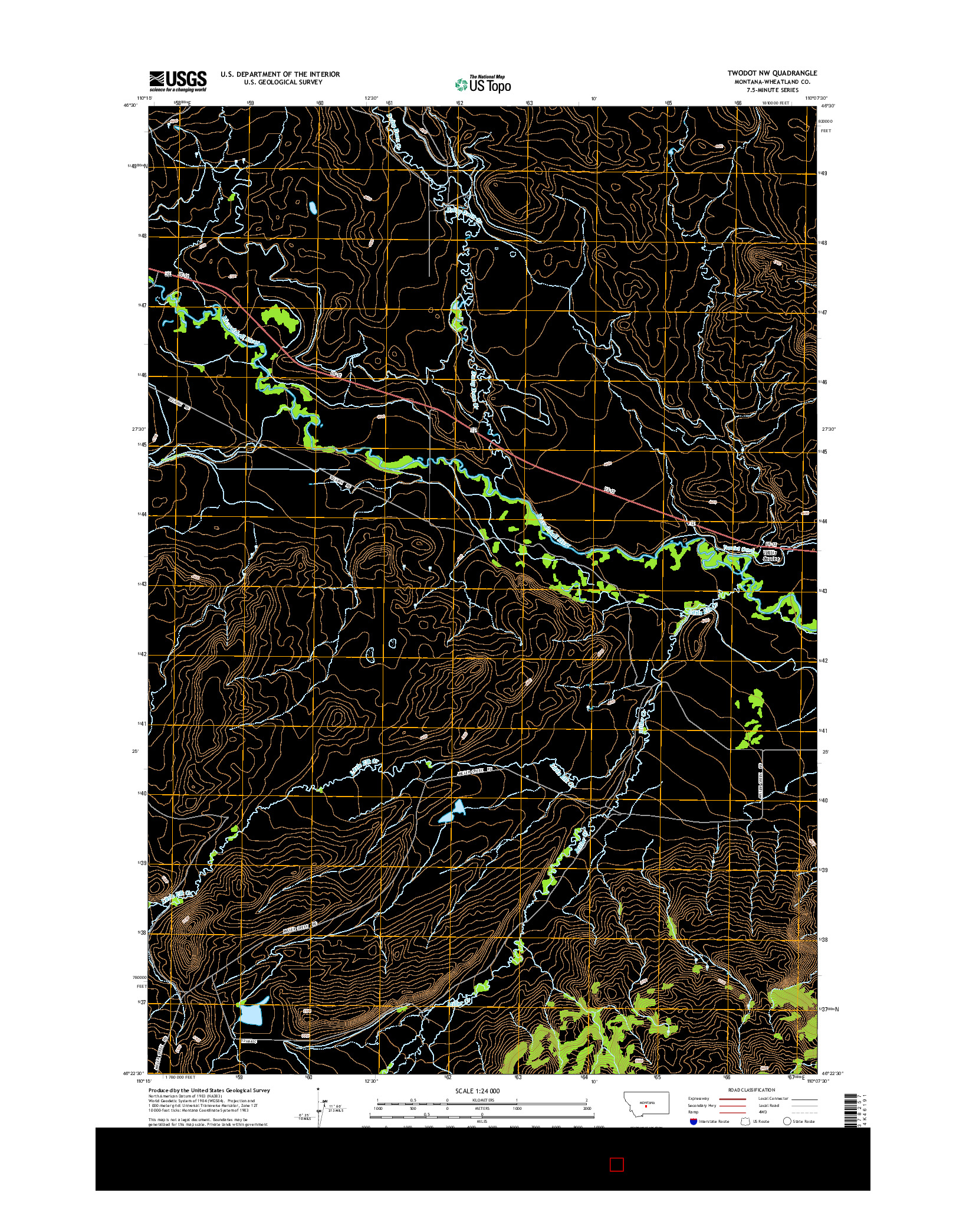USGS US TOPO 7.5-MINUTE MAP FOR TWODOT NW, MT 2014