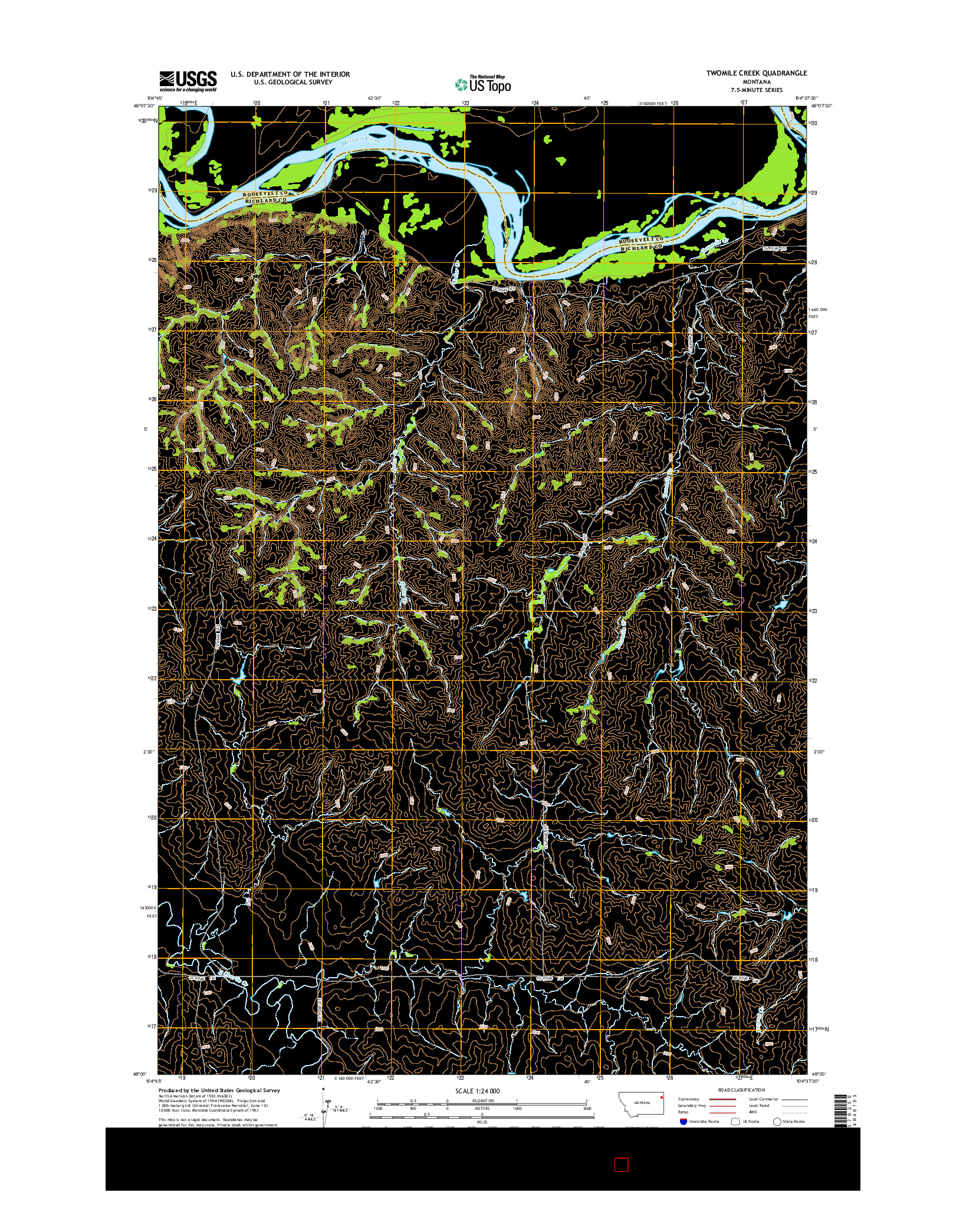 USGS US TOPO 7.5-MINUTE MAP FOR TWOMILE CREEK, MT 2014