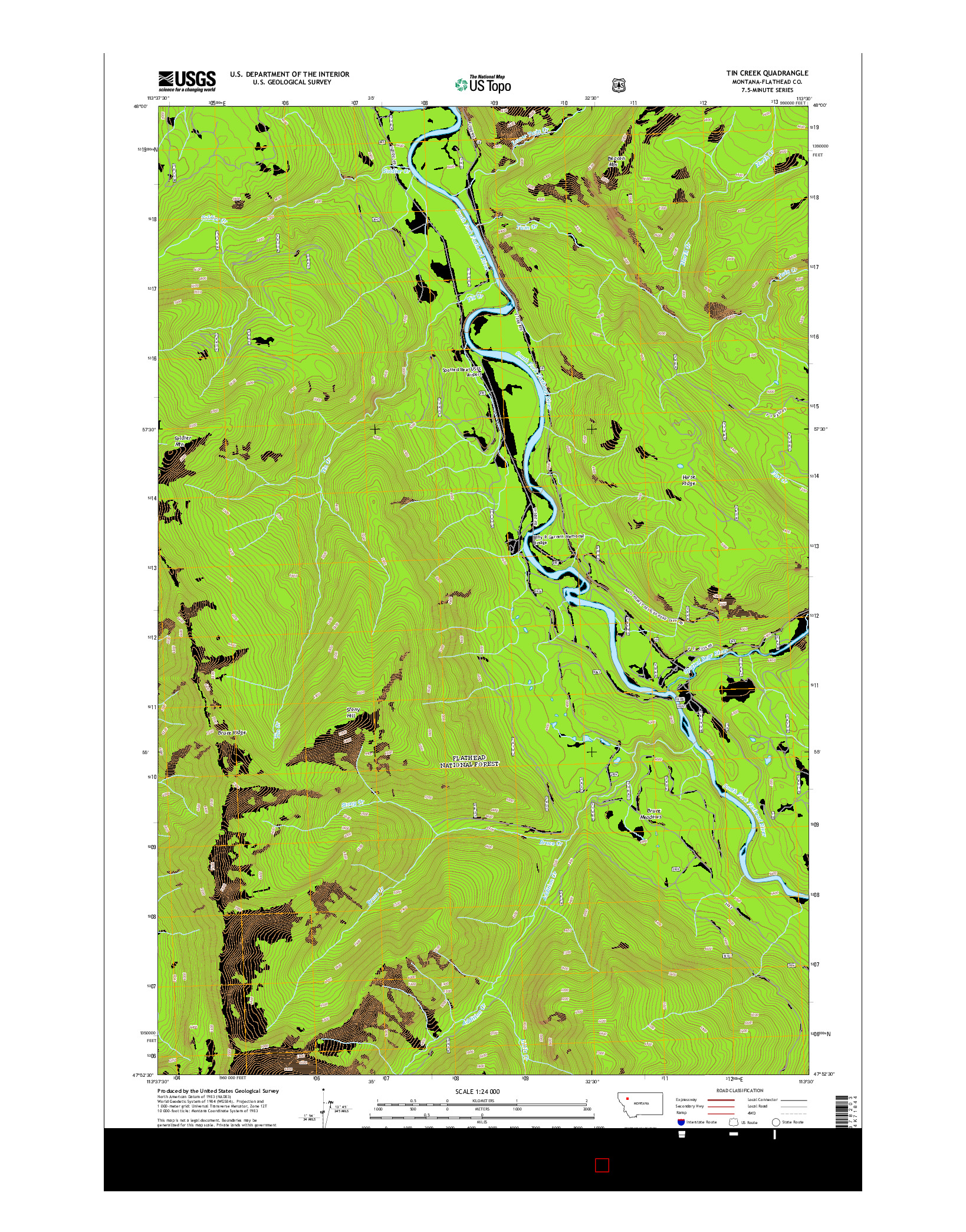 USGS US TOPO 7.5-MINUTE MAP FOR TIN CREEK, MT 2014