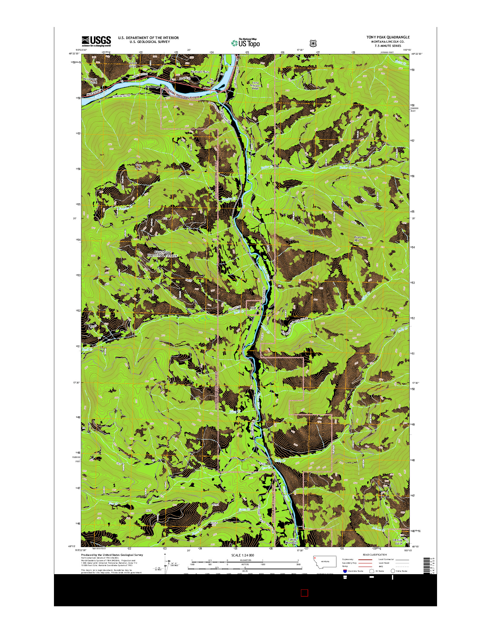 USGS US TOPO 7.5-MINUTE MAP FOR TONY PEAK, MT 2014