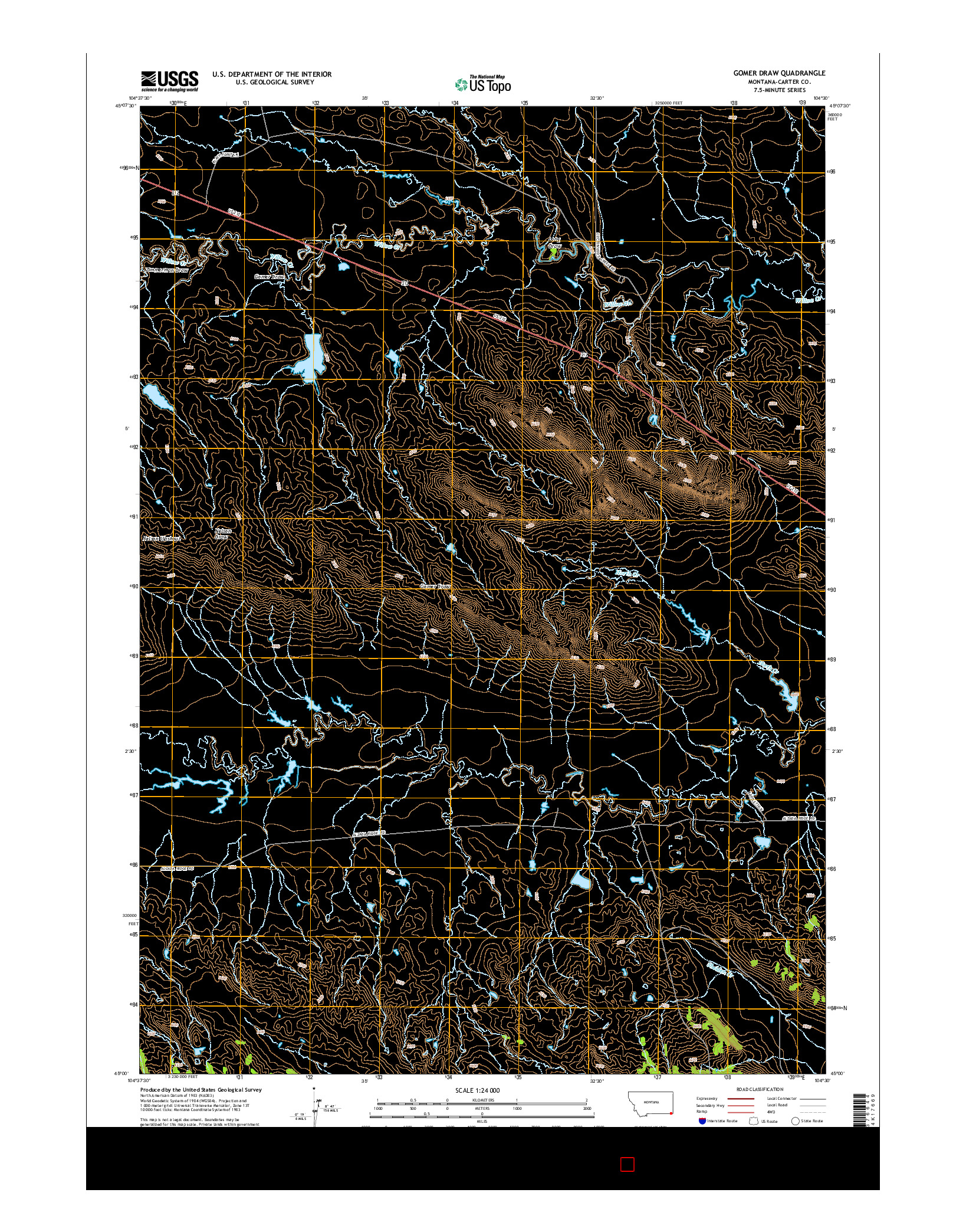 USGS US TOPO 7.5-MINUTE MAP FOR GOMER DRAW, MT 2014