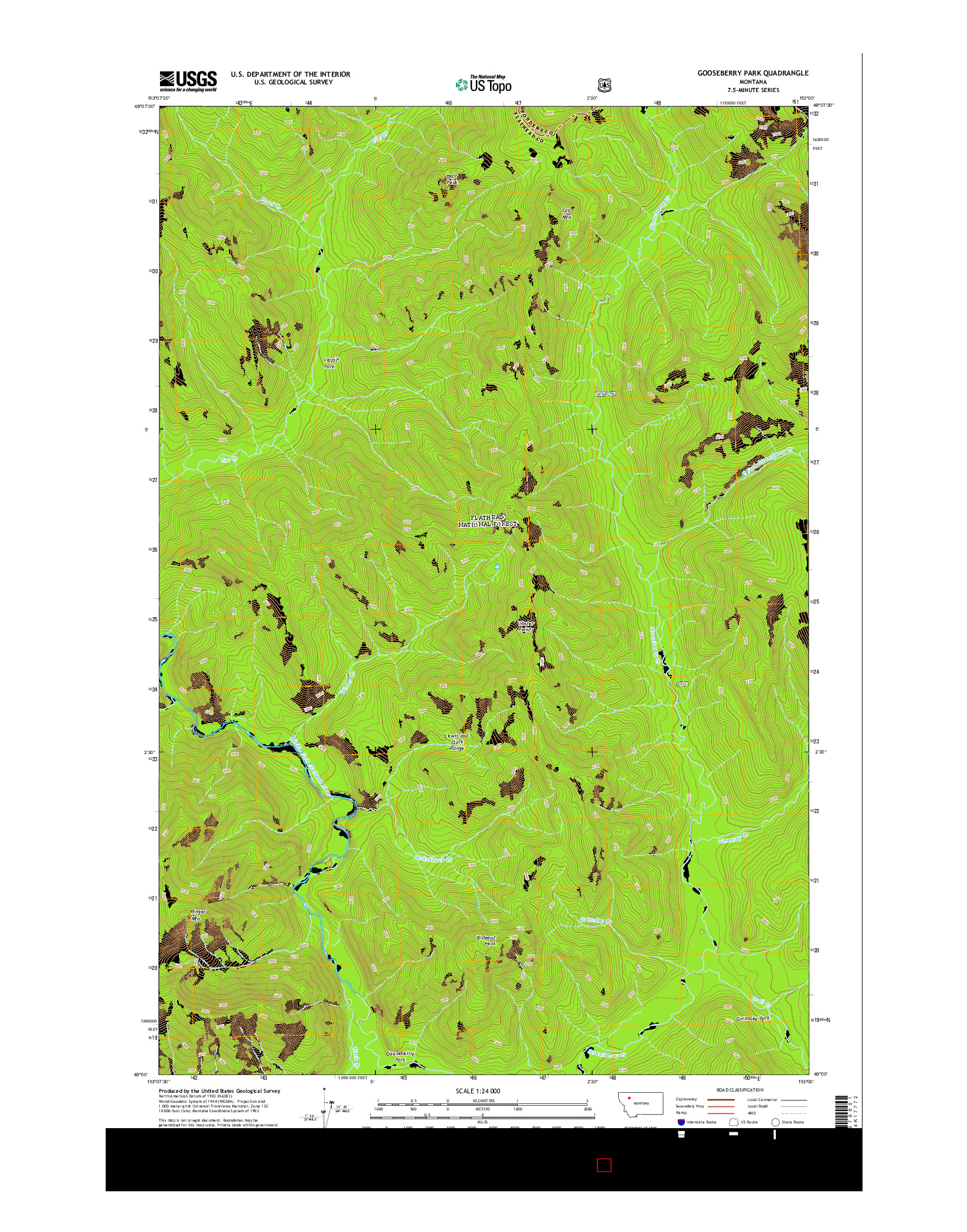 USGS US TOPO 7.5-MINUTE MAP FOR GOOSEBERRY PARK, MT 2014