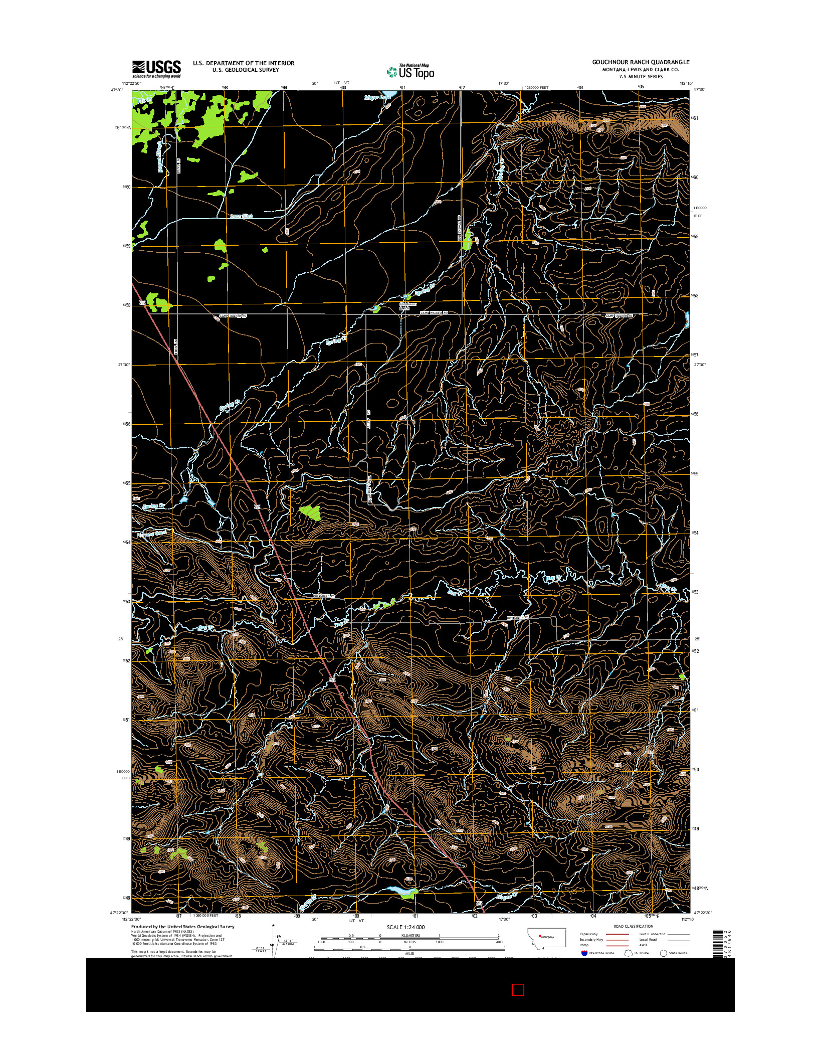USGS US TOPO 7.5-MINUTE MAP FOR GOUCHNOUR RANCH, MT 2014