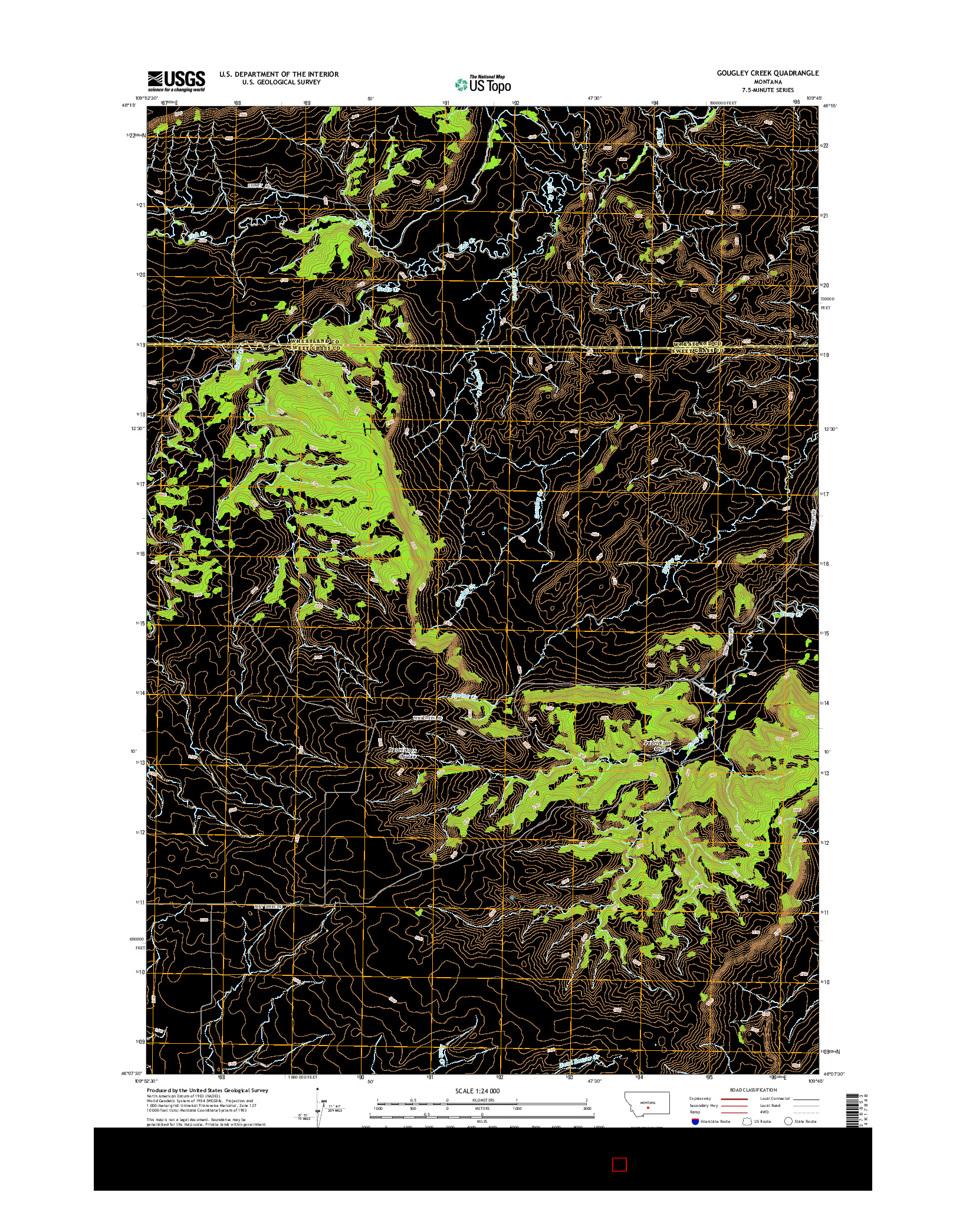USGS US TOPO 7.5-MINUTE MAP FOR GOUGLEY CREEK, MT 2014