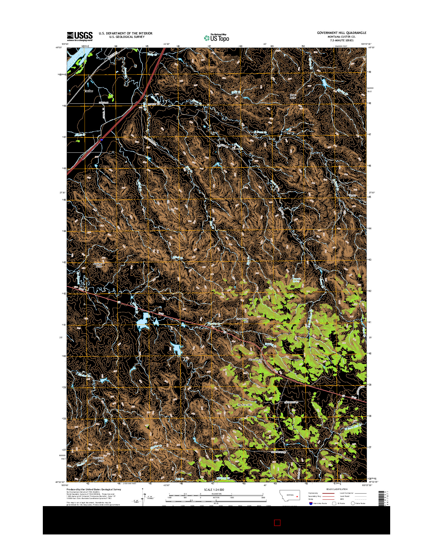 USGS US TOPO 7.5-MINUTE MAP FOR GOVERNMENT HILL, MT 2014