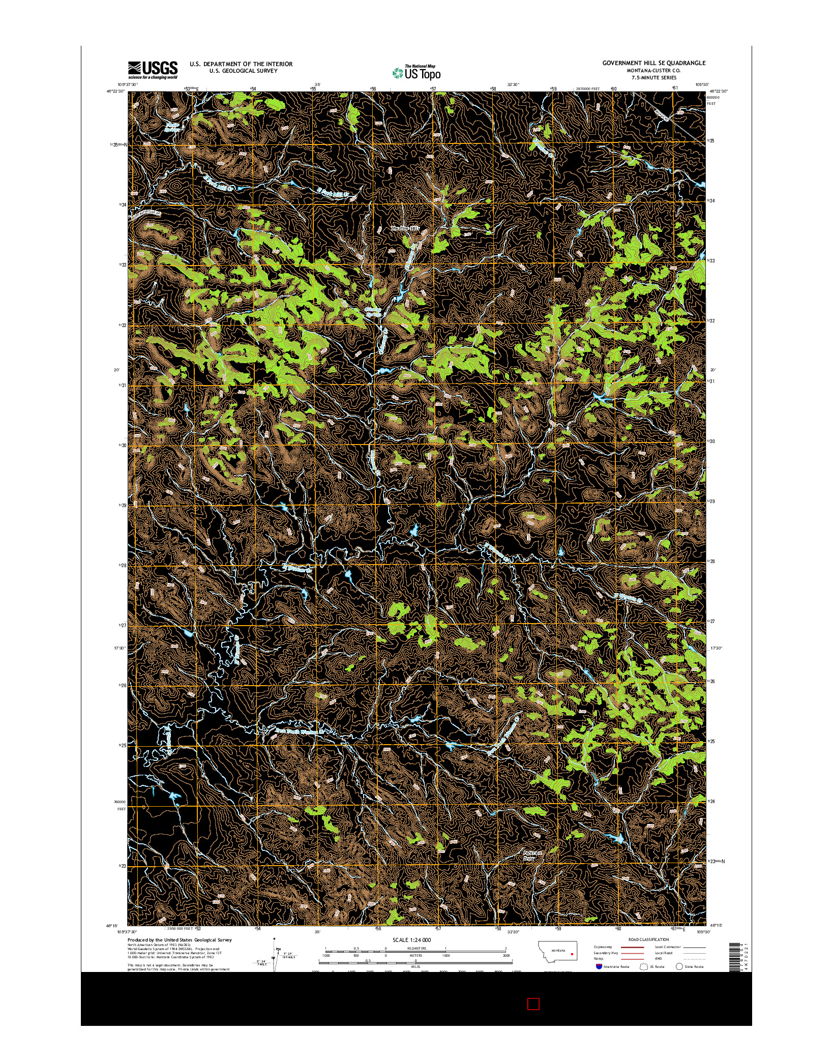 USGS US TOPO 7.5-MINUTE MAP FOR GOVERNMENT HILL SE, MT 2014