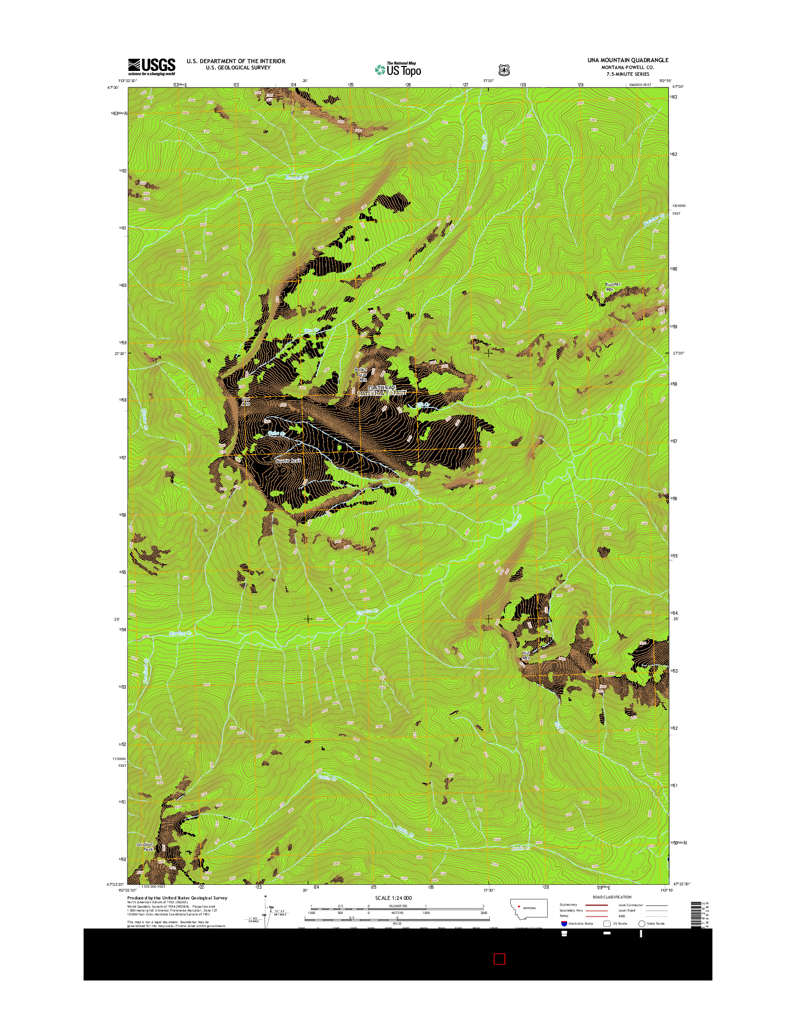 USGS US TOPO 7.5-MINUTE MAP FOR UNA MOUNTAIN, MT 2014