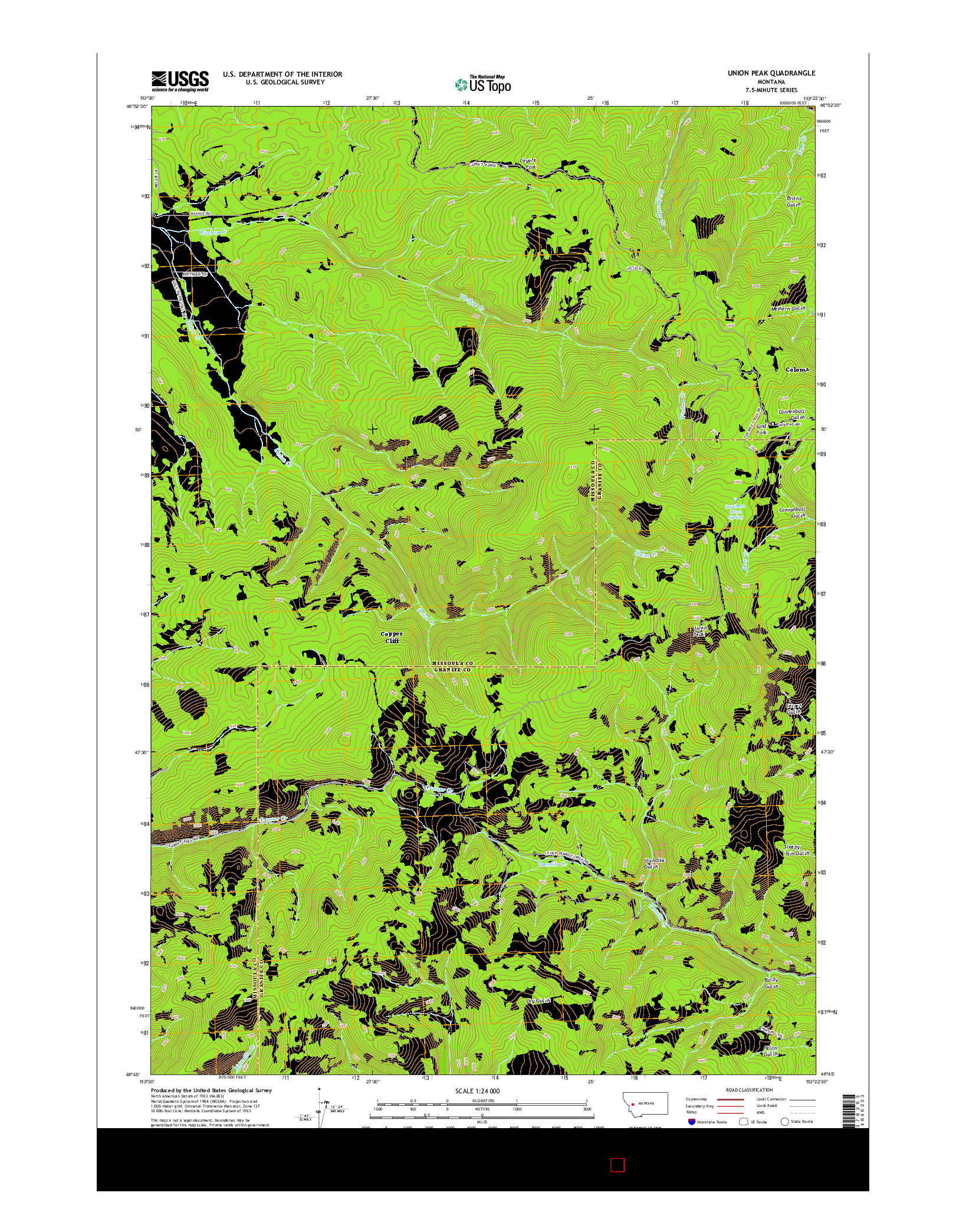 USGS US TOPO 7.5-MINUTE MAP FOR UNION PEAK, MT 2014