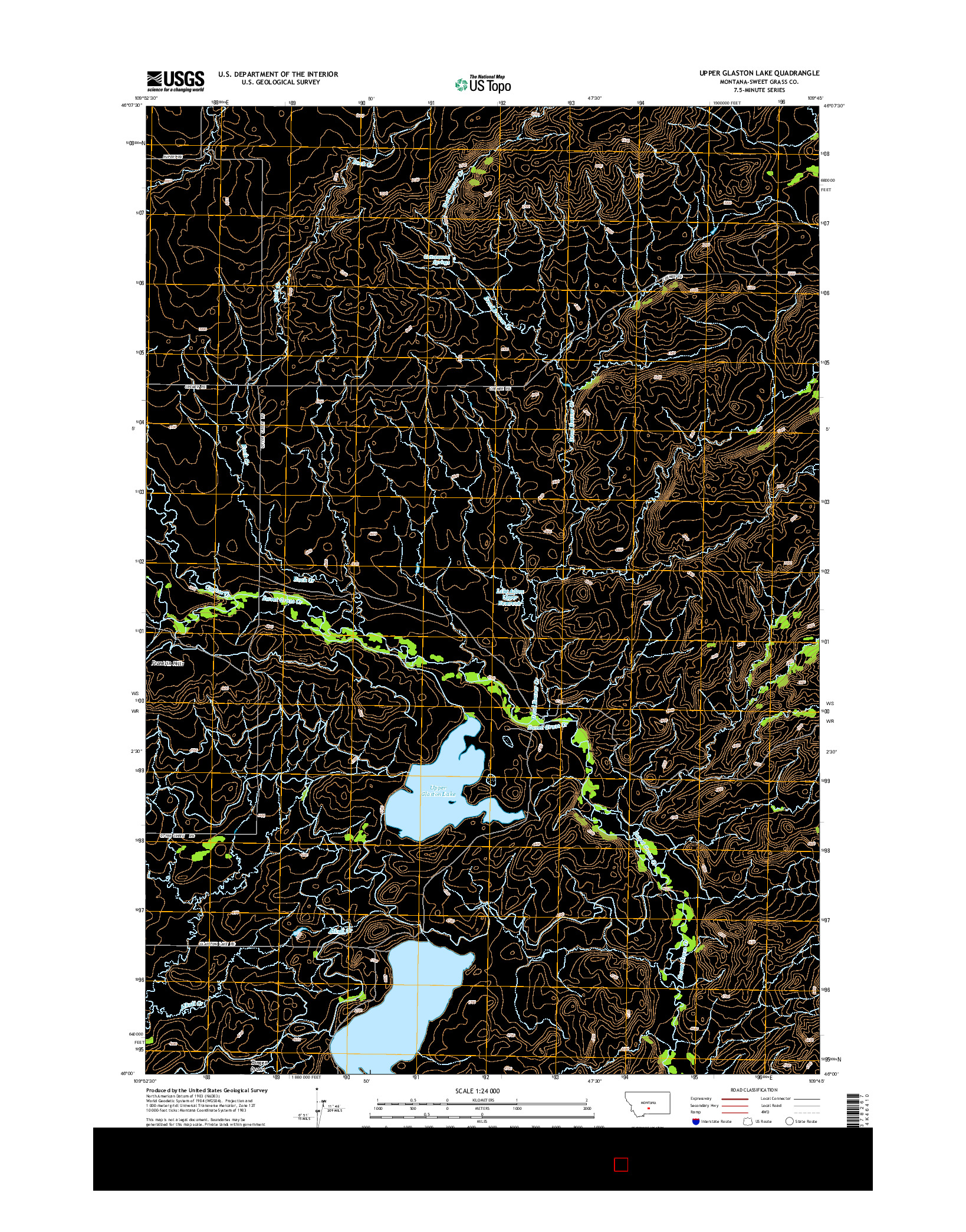 USGS US TOPO 7.5-MINUTE MAP FOR UPPER GLASTON LAKE, MT 2014