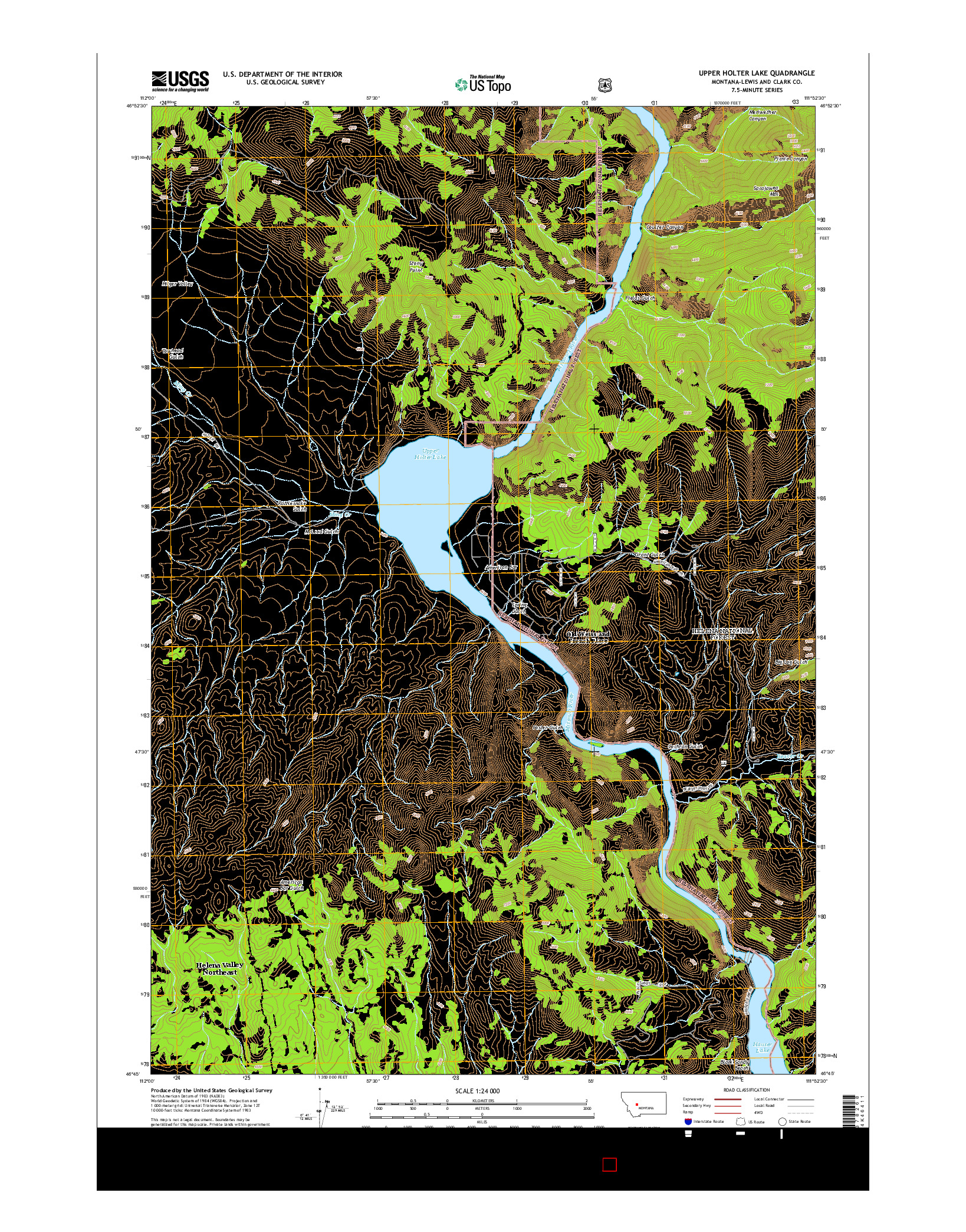 USGS US TOPO 7.5-MINUTE MAP FOR UPPER HOLTER LAKE, MT 2014