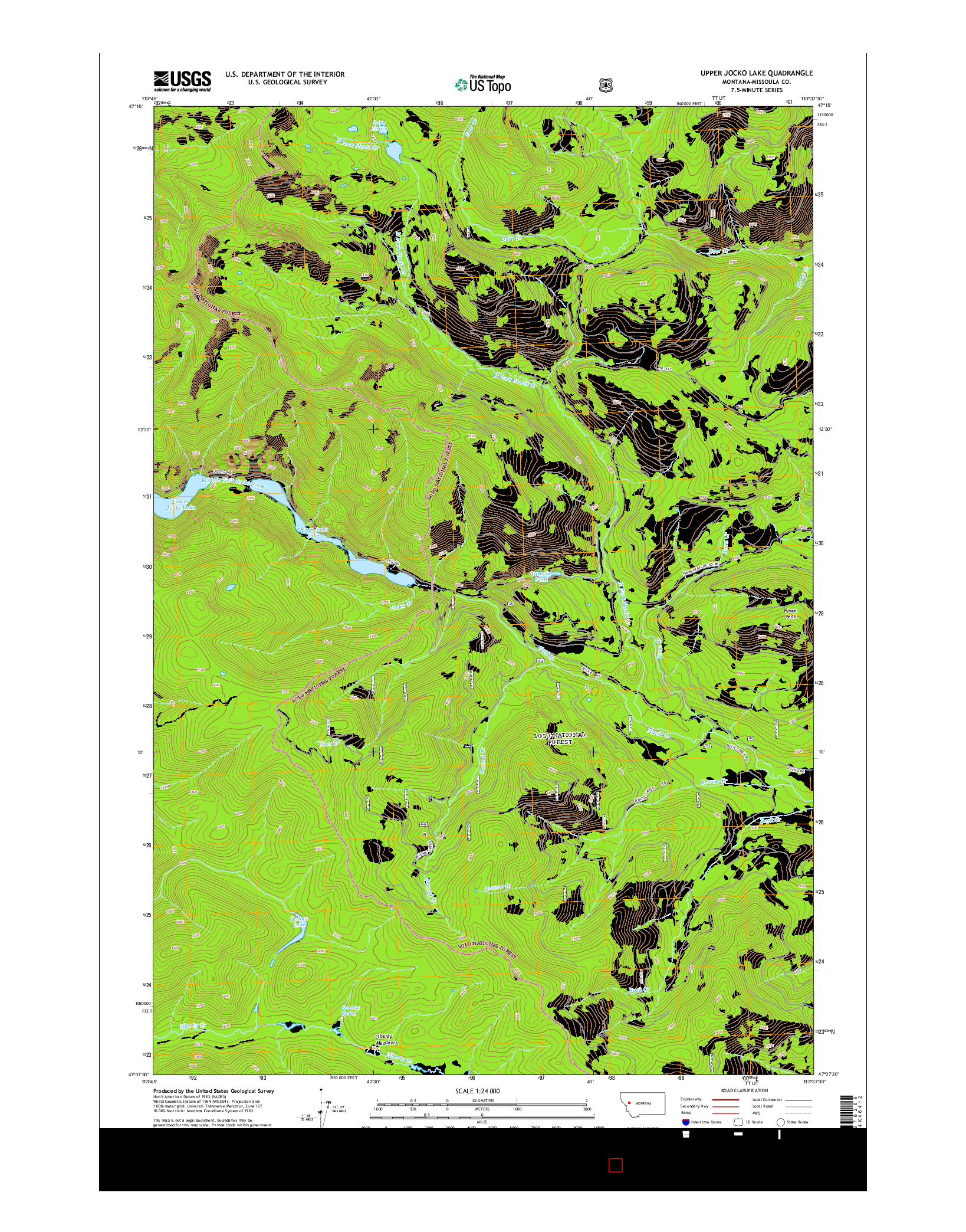 USGS US TOPO 7.5-MINUTE MAP FOR UPPER JOCKO LAKE, MT 2014