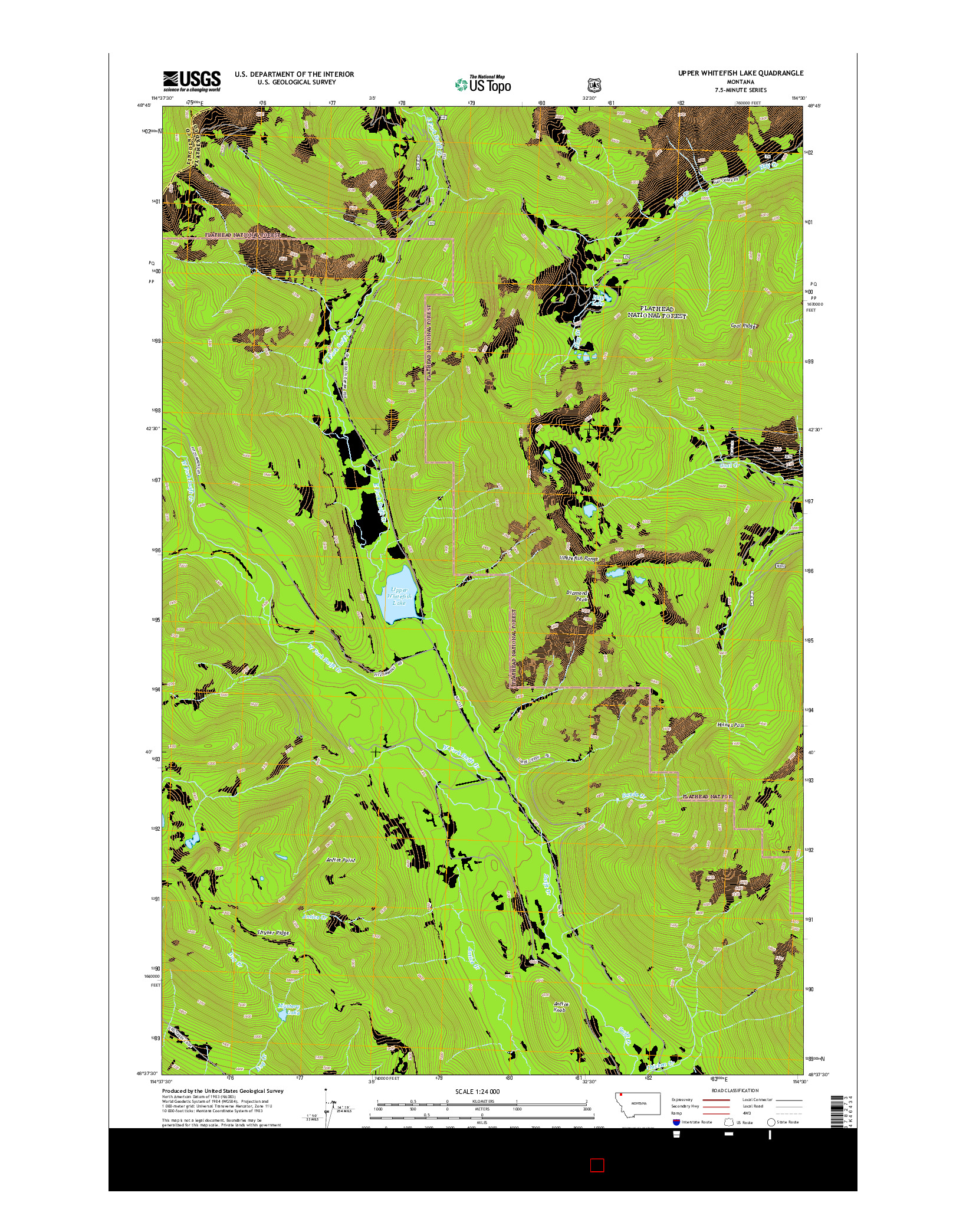 USGS US TOPO 7.5-MINUTE MAP FOR UPPER WHITEFISH LAKE, MT 2014