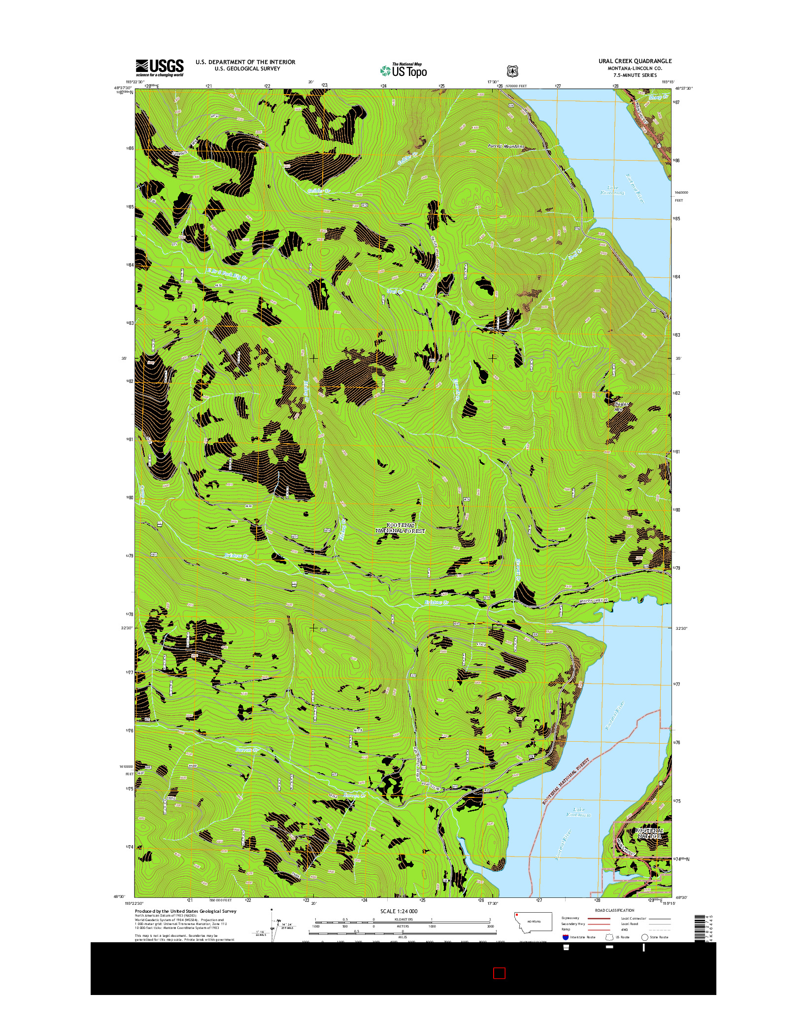 USGS US TOPO 7.5-MINUTE MAP FOR URAL CREEK, MT 2014