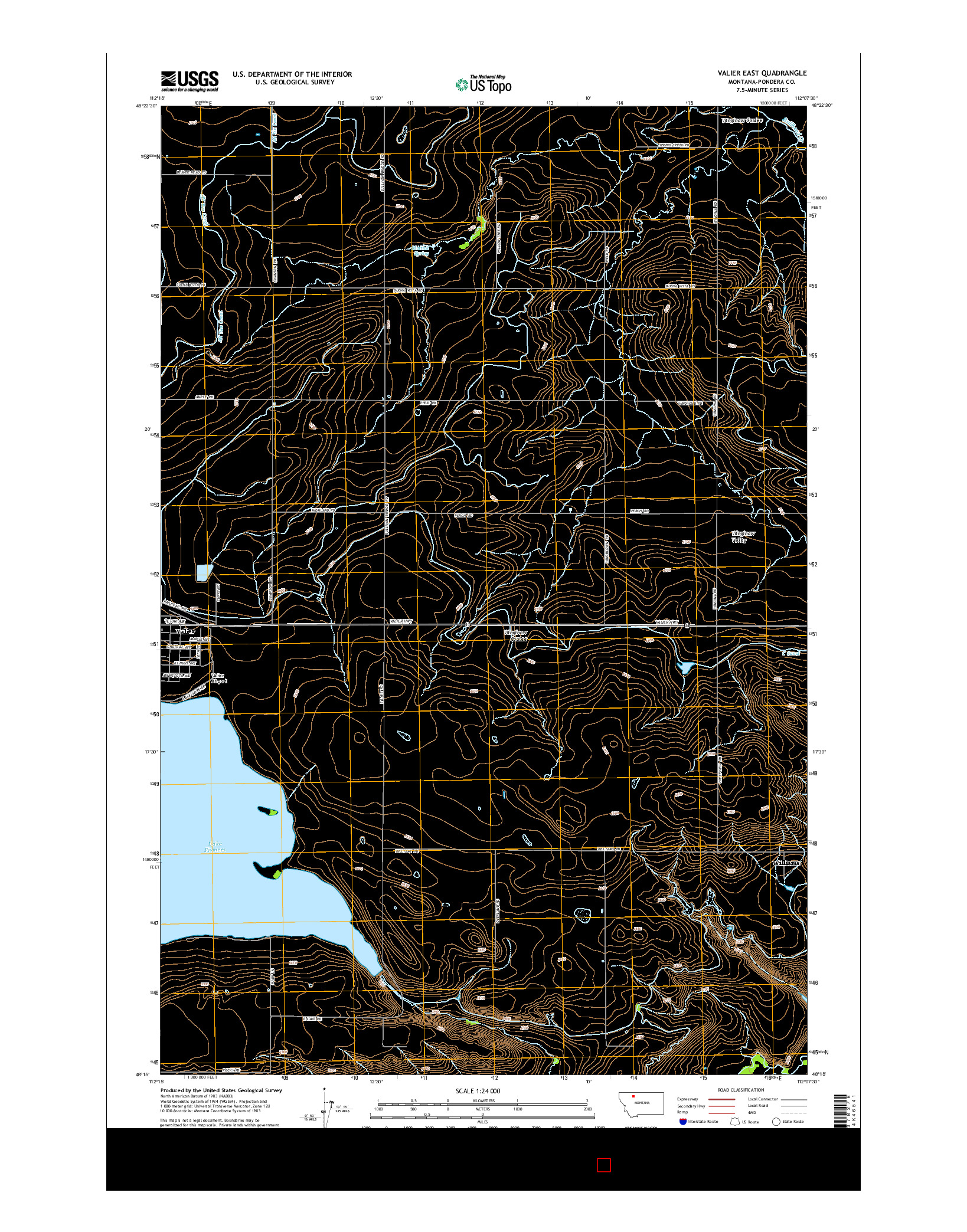 USGS US TOPO 7.5-MINUTE MAP FOR VALIER EAST, MT 2014