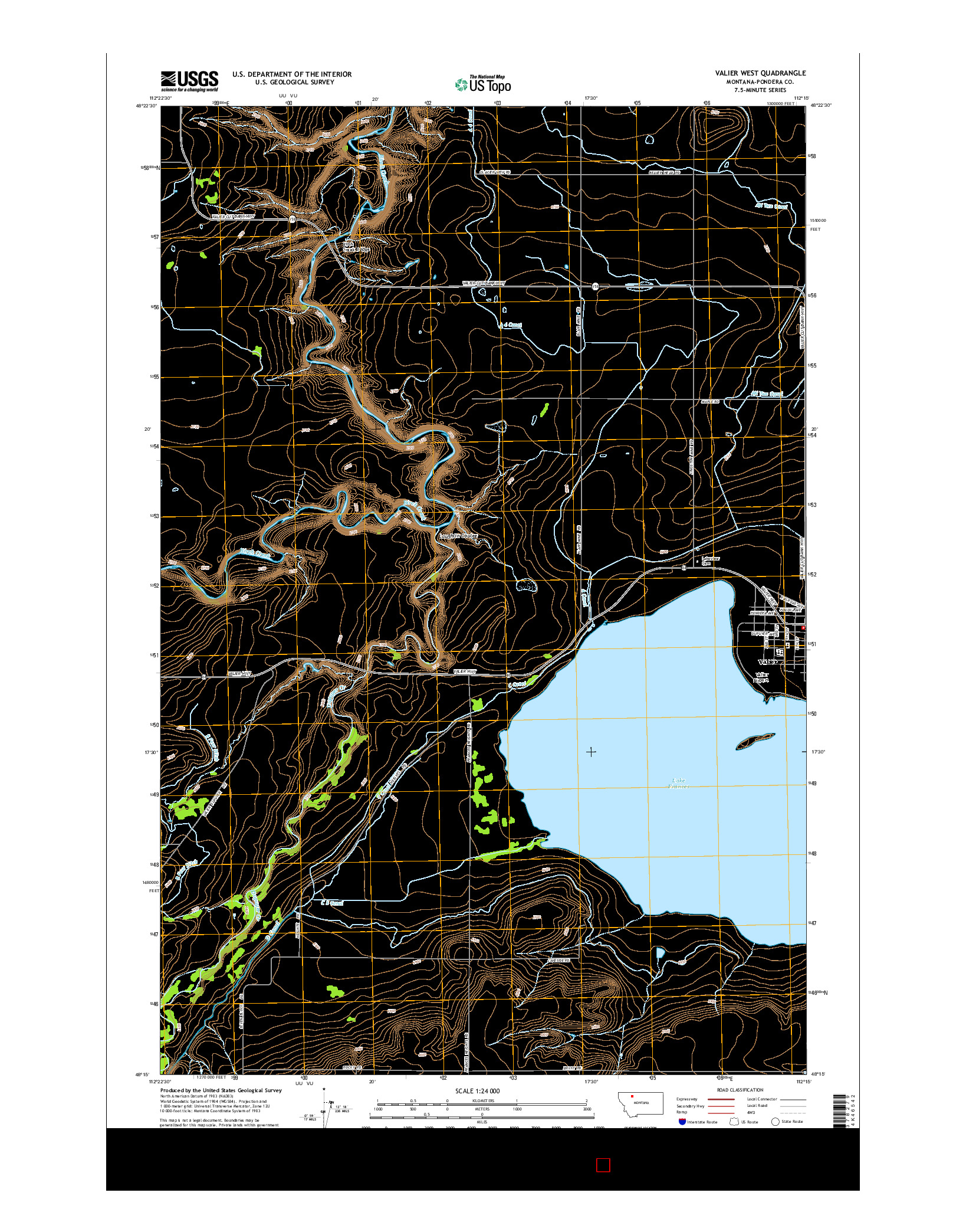 USGS US TOPO 7.5-MINUTE MAP FOR VALIER WEST, MT 2014