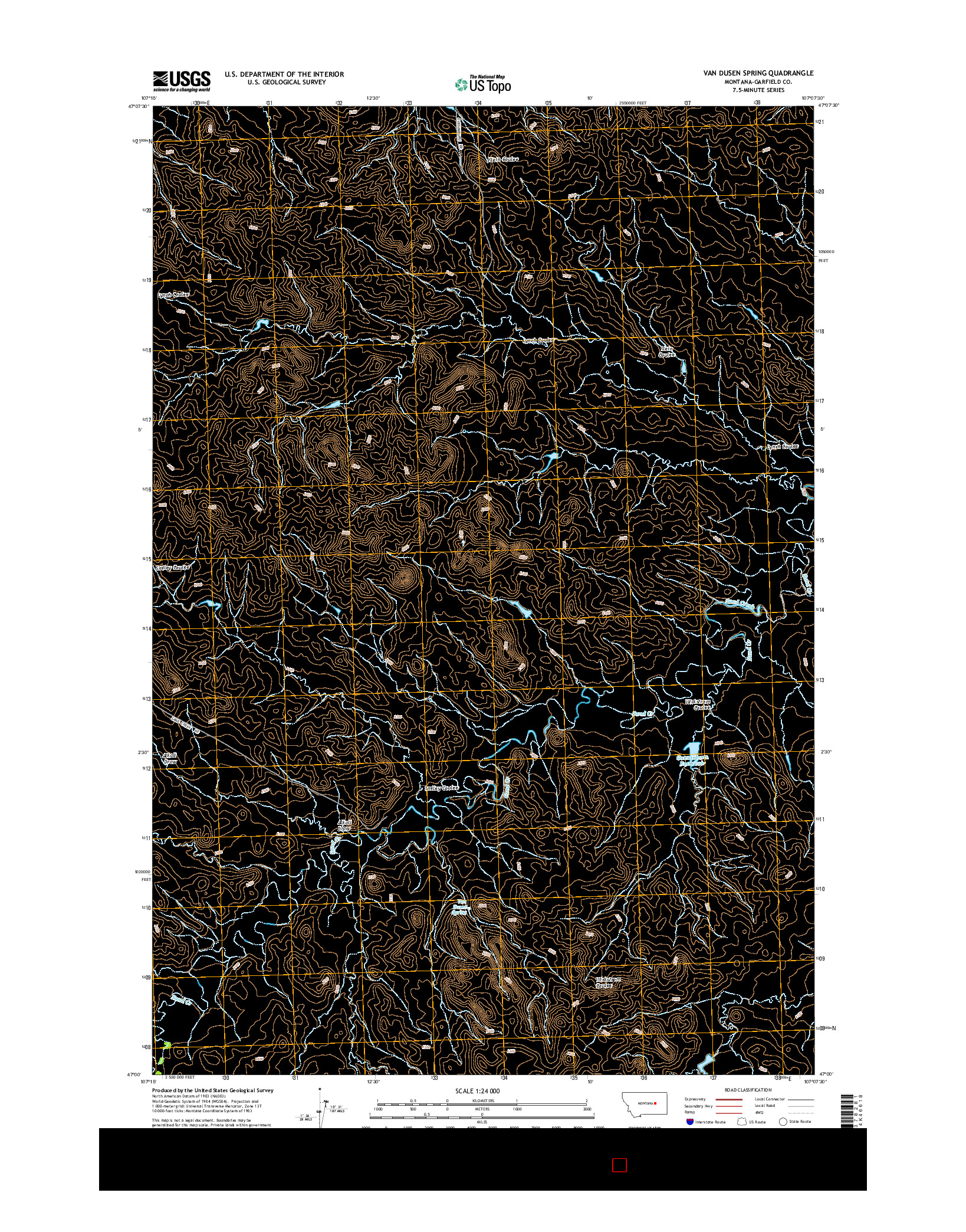 USGS US TOPO 7.5-MINUTE MAP FOR VAN DUSEN SPRING, MT 2014