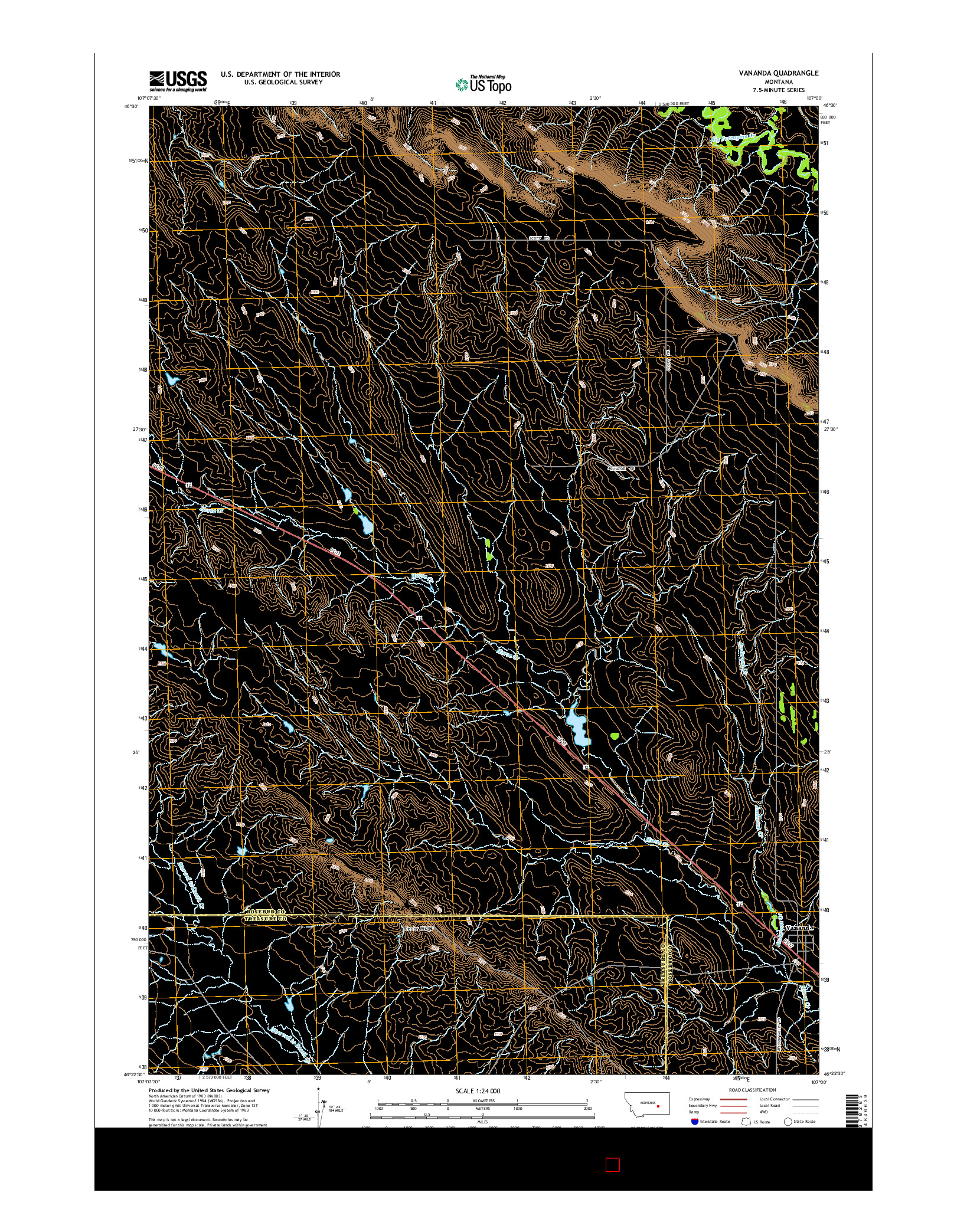 USGS US TOPO 7.5-MINUTE MAP FOR VANANDA, MT 2014