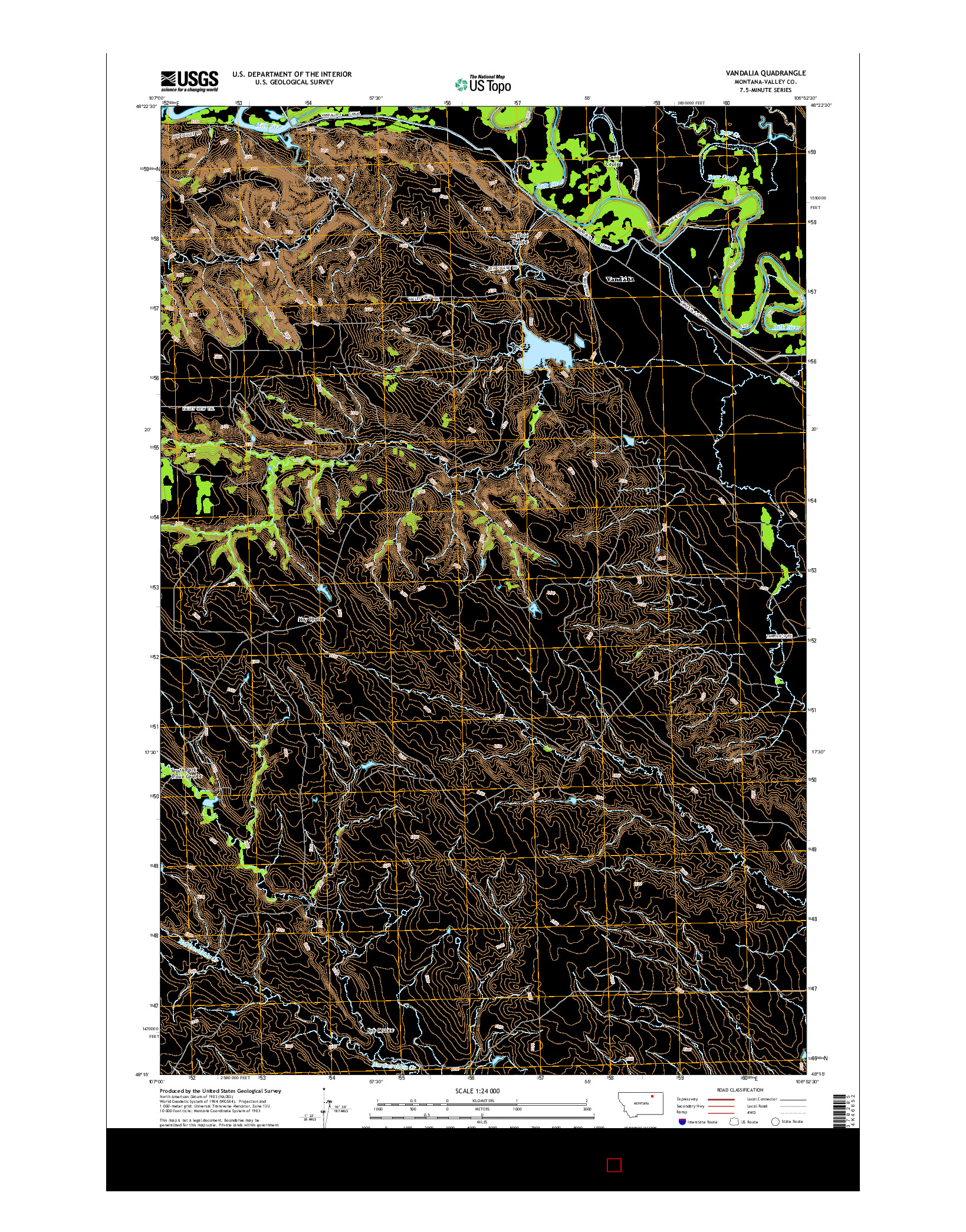 USGS US TOPO 7.5-MINUTE MAP FOR VANDALIA, MT 2014