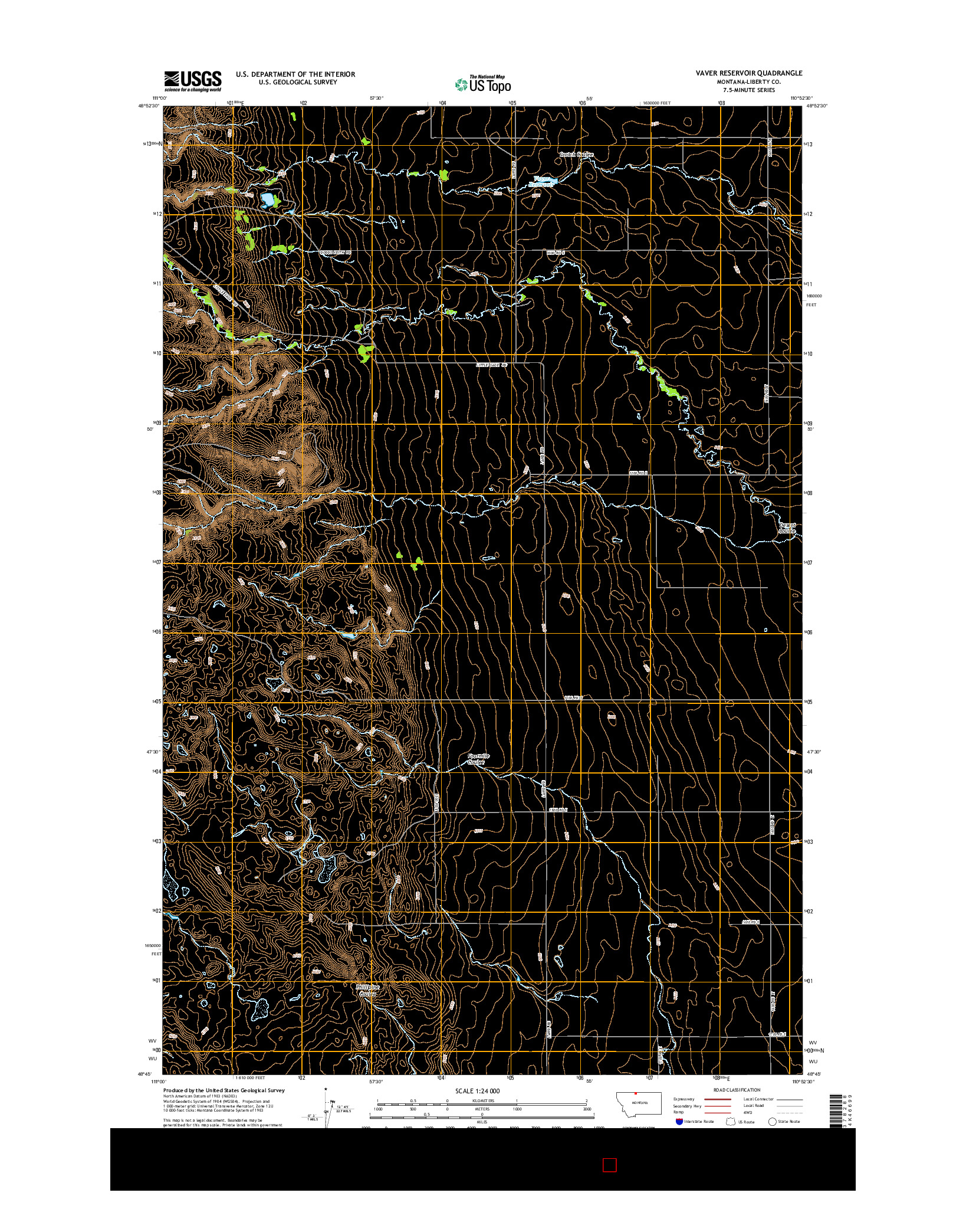 USGS US TOPO 7.5-MINUTE MAP FOR VAVER RESERVOIR, MT 2014