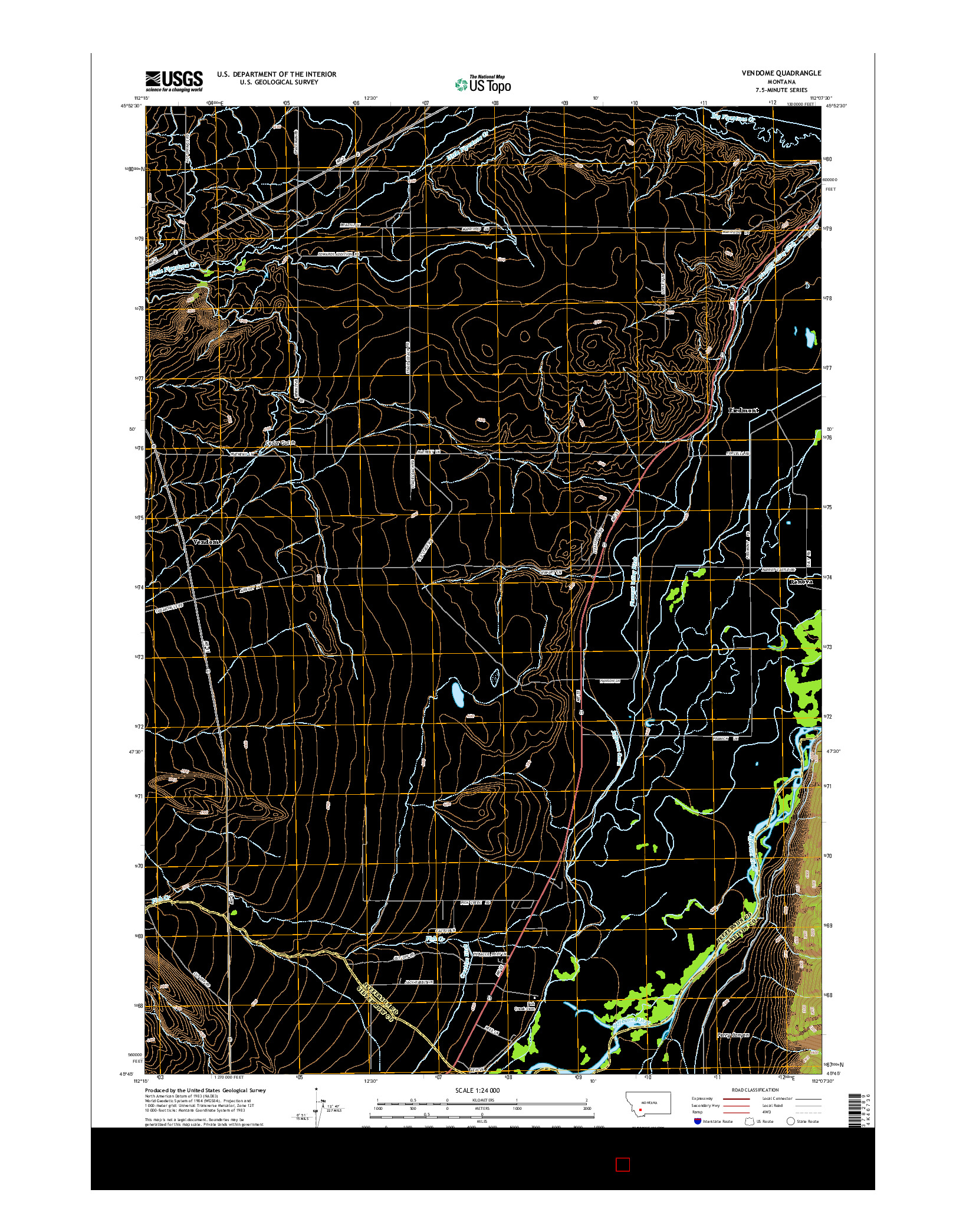USGS US TOPO 7.5-MINUTE MAP FOR VENDOME, MT 2014
