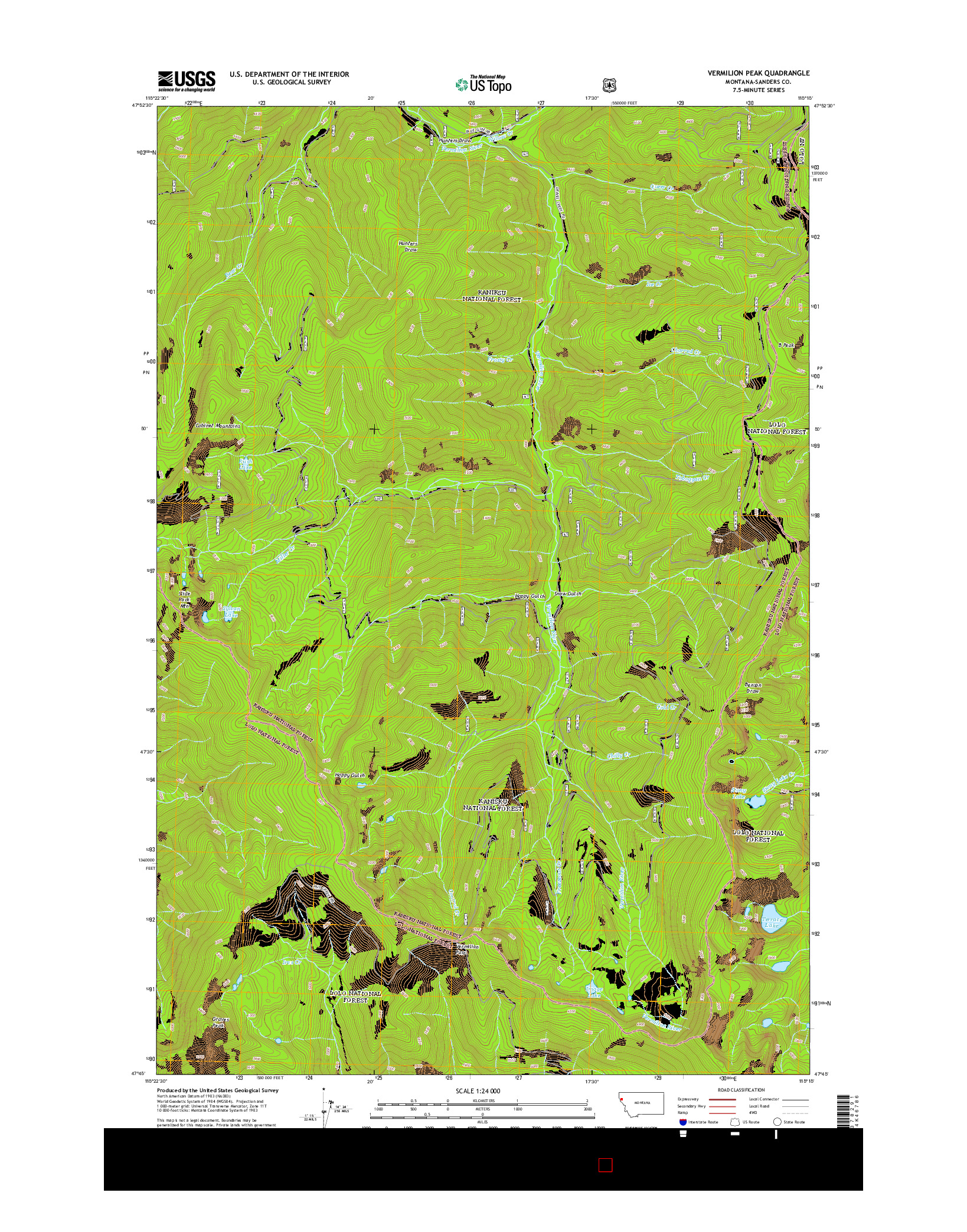 USGS US TOPO 7.5-MINUTE MAP FOR VERMILION PEAK, MT 2014