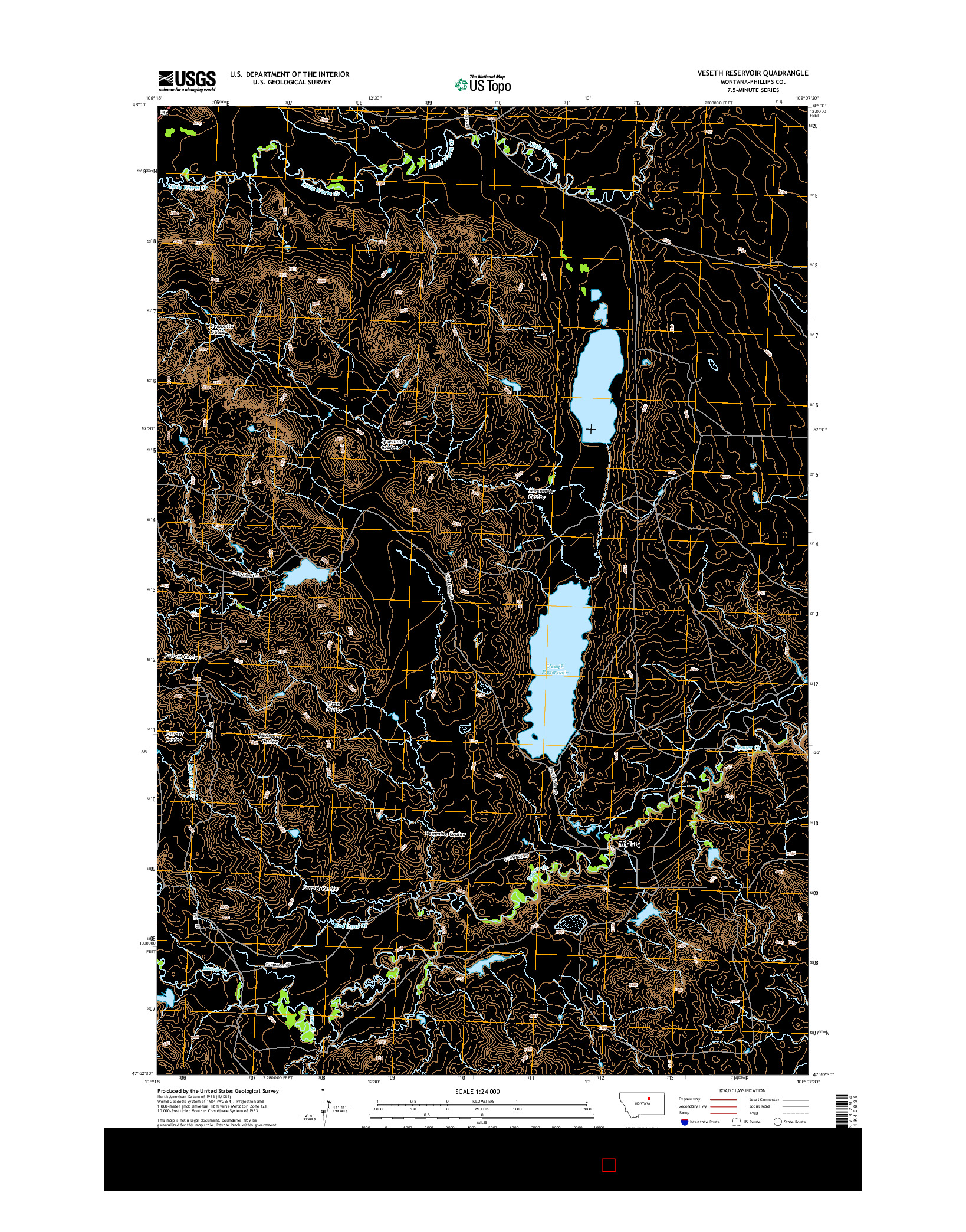 USGS US TOPO 7.5-MINUTE MAP FOR VESETH RESERVOIR, MT 2014