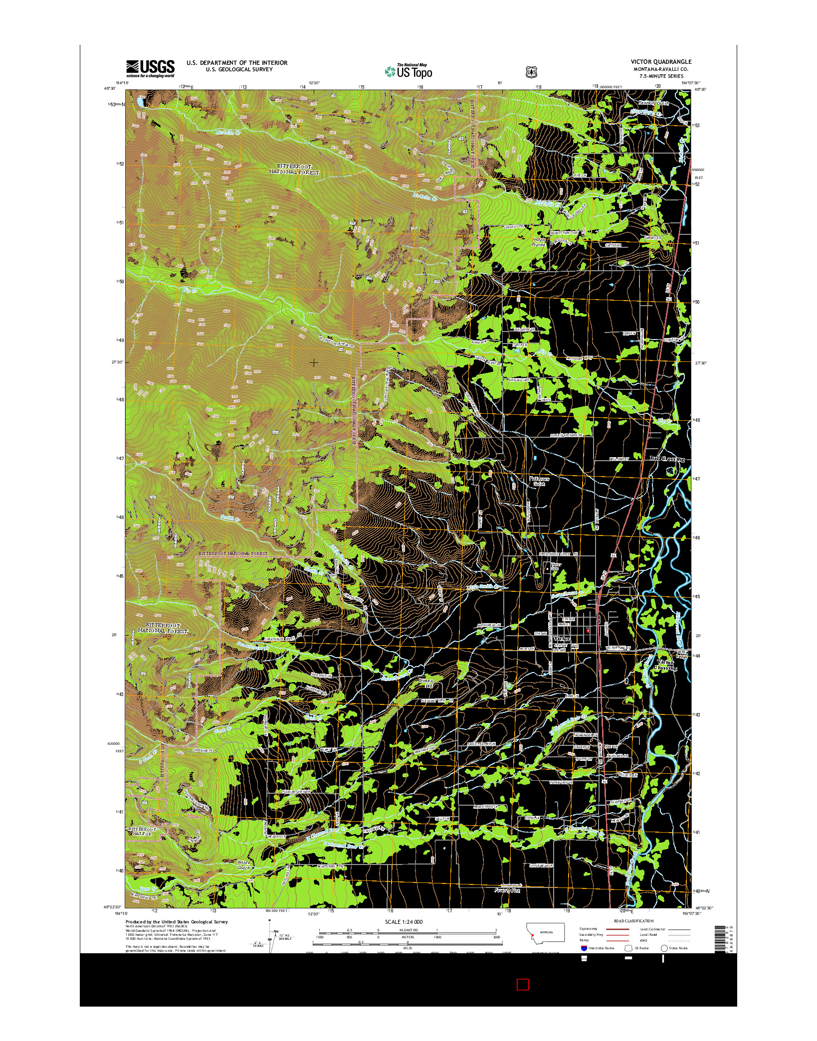 USGS US TOPO 7.5-MINUTE MAP FOR VICTOR, MT 2014