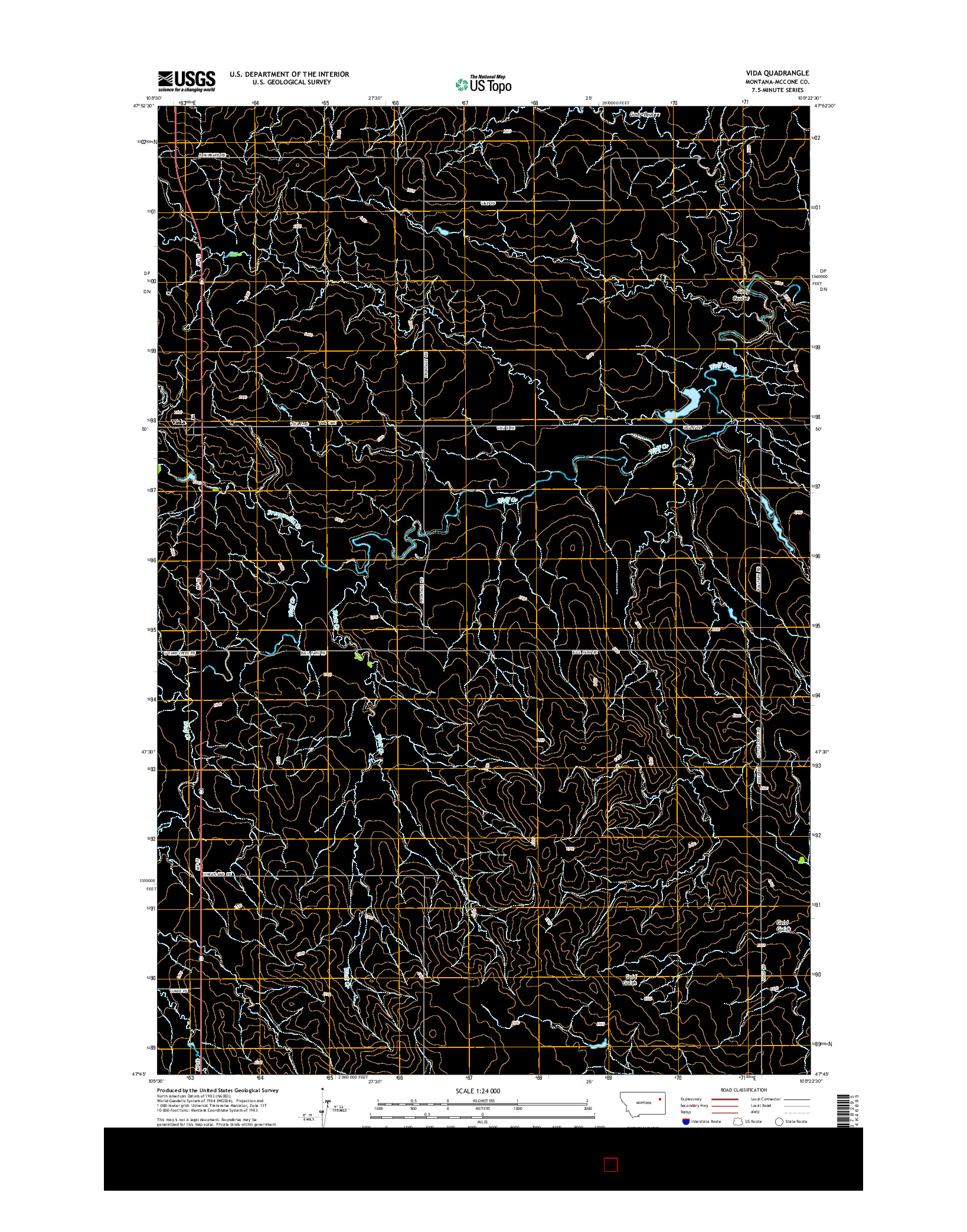 USGS US TOPO 7.5-MINUTE MAP FOR VIDA, MT 2014
