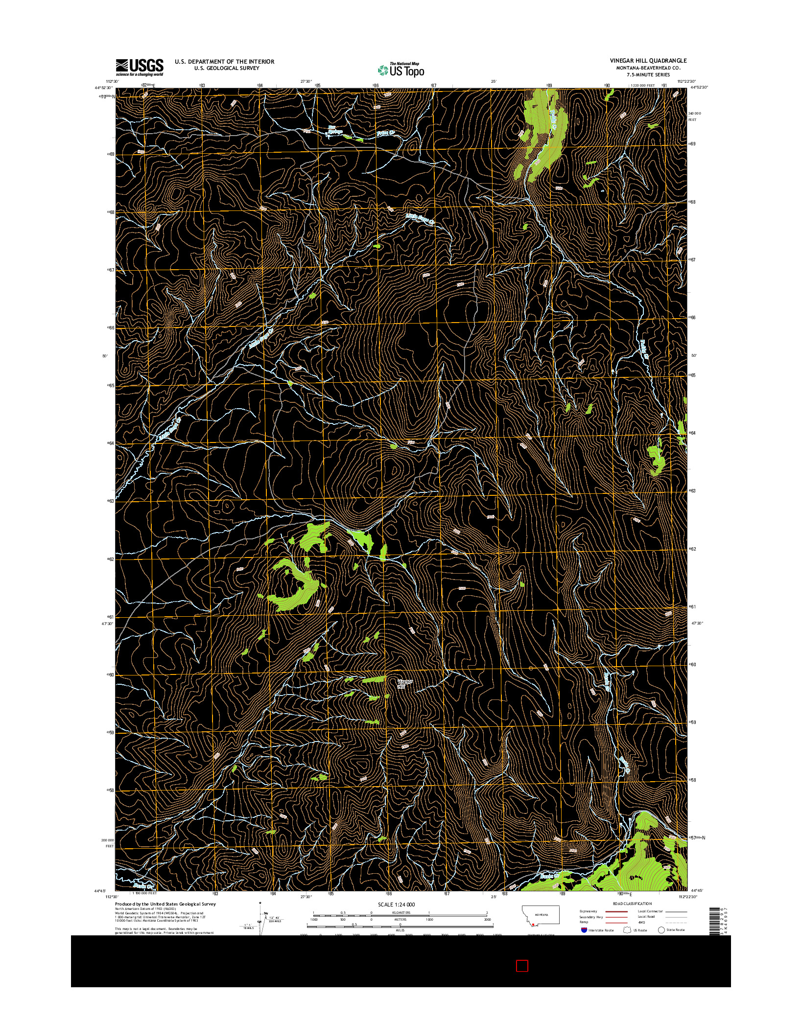 USGS US TOPO 7.5-MINUTE MAP FOR VINEGAR HILL, MT 2014