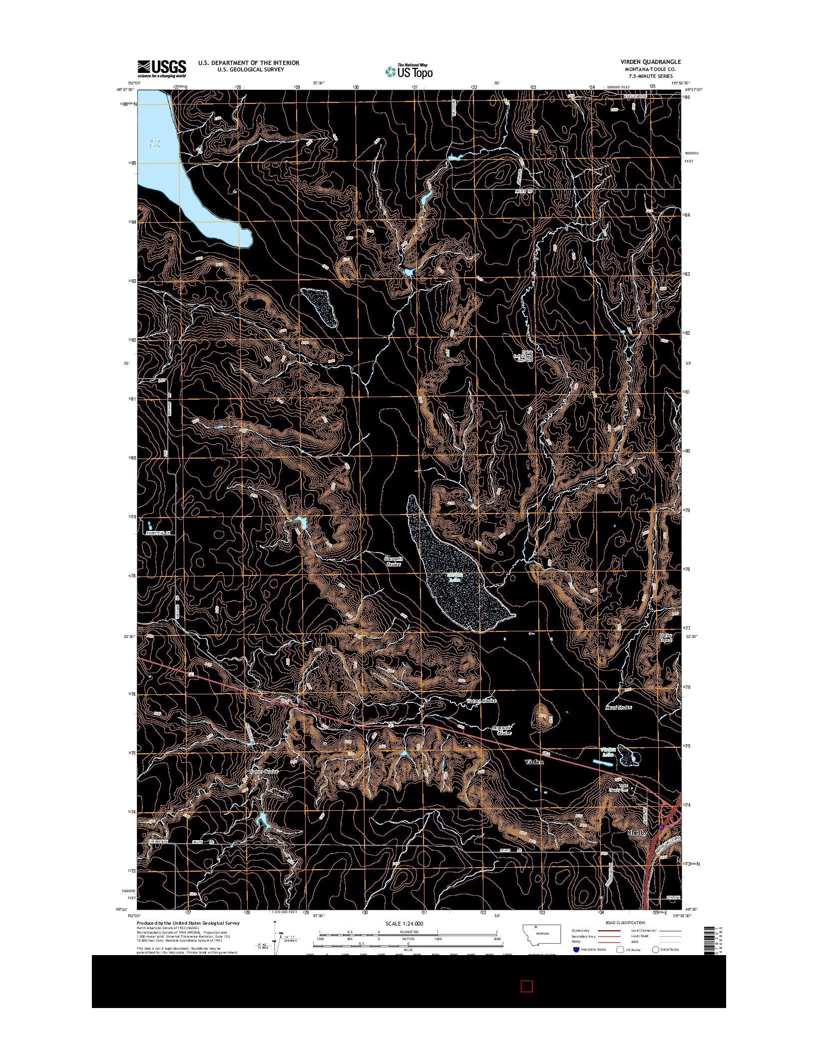 USGS US TOPO 7.5-MINUTE MAP FOR VIRDEN, MT 2014