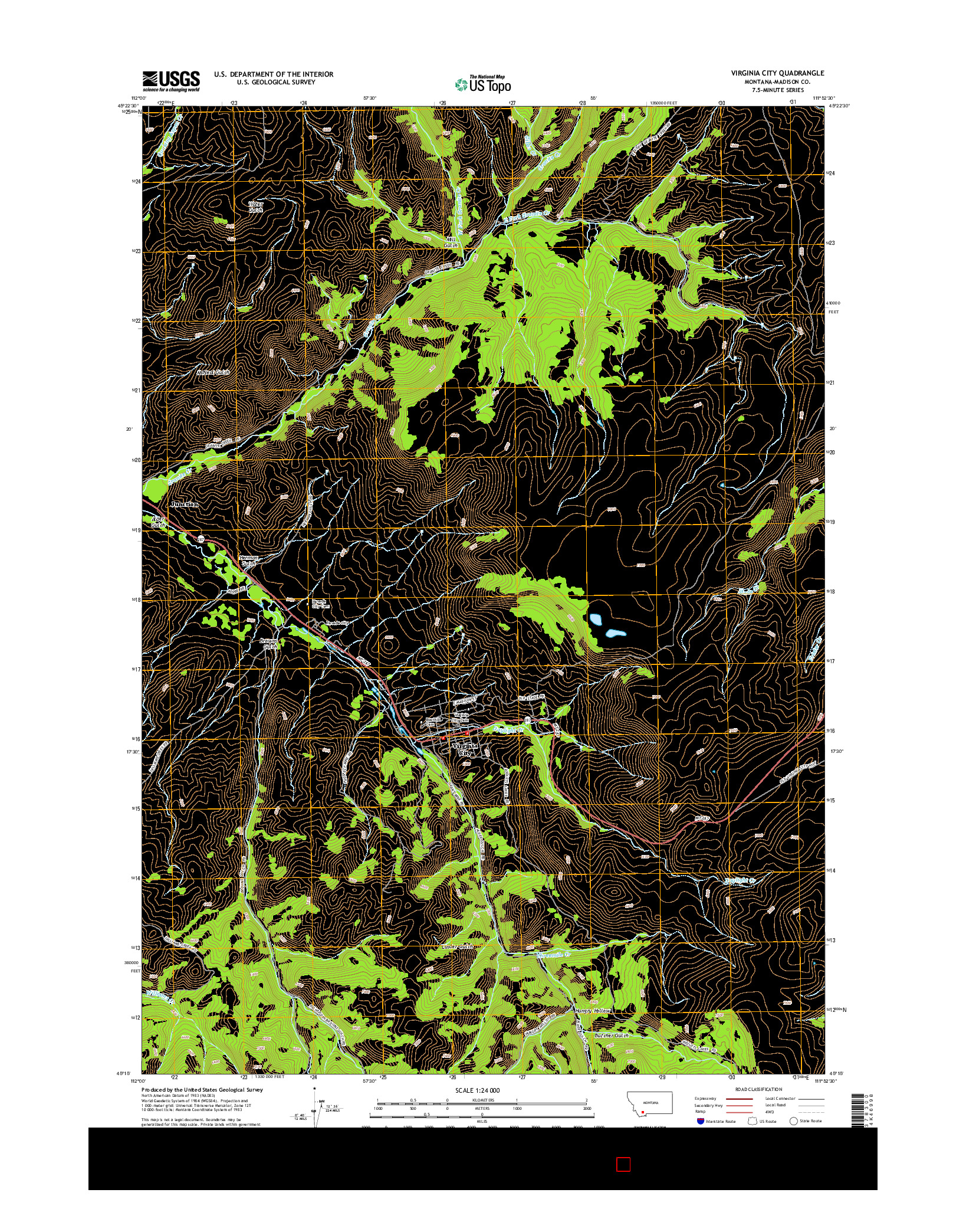 USGS US TOPO 7.5-MINUTE MAP FOR VIRGINIA CITY, MT 2014