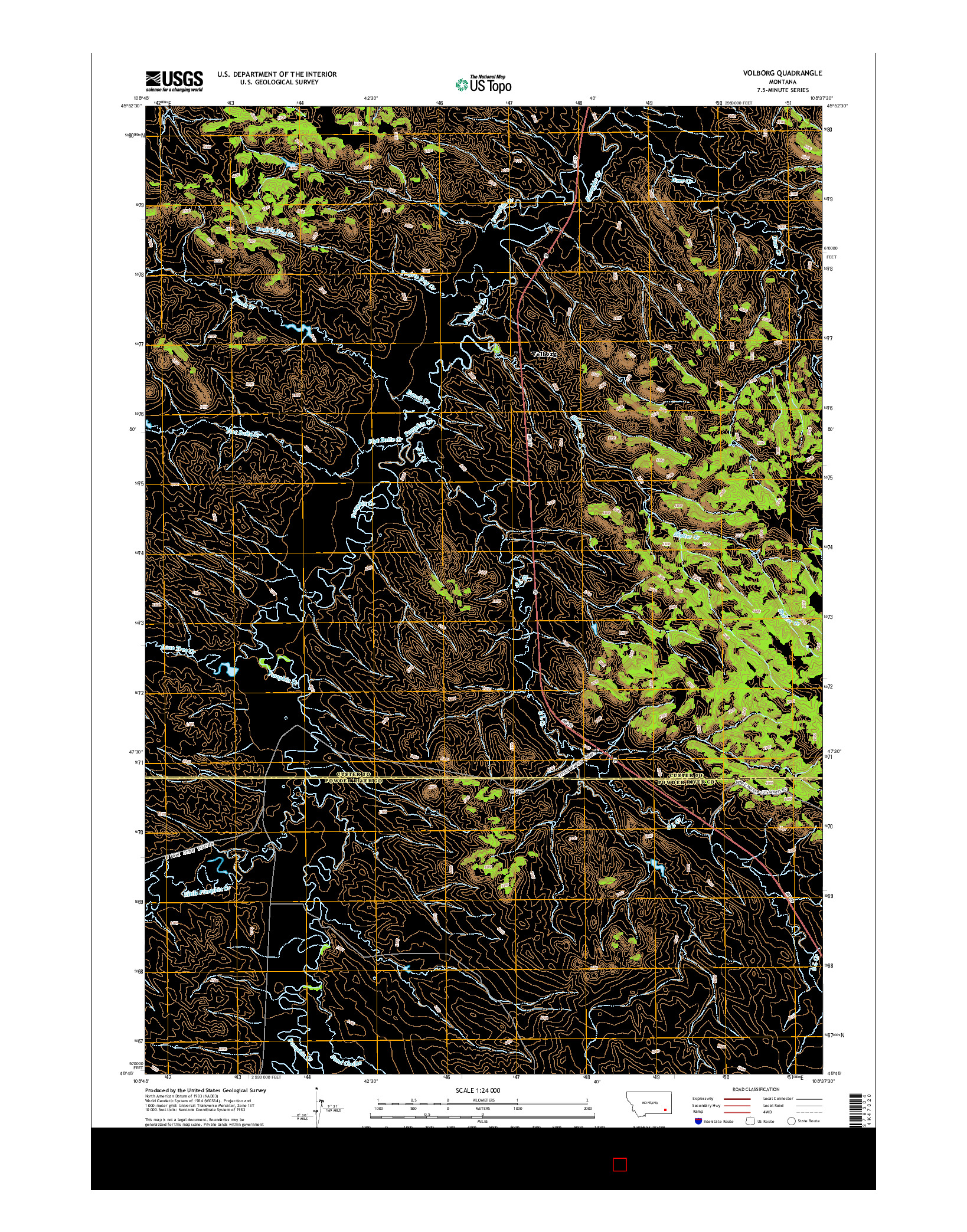 USGS US TOPO 7.5-MINUTE MAP FOR VOLBORG, MT 2014