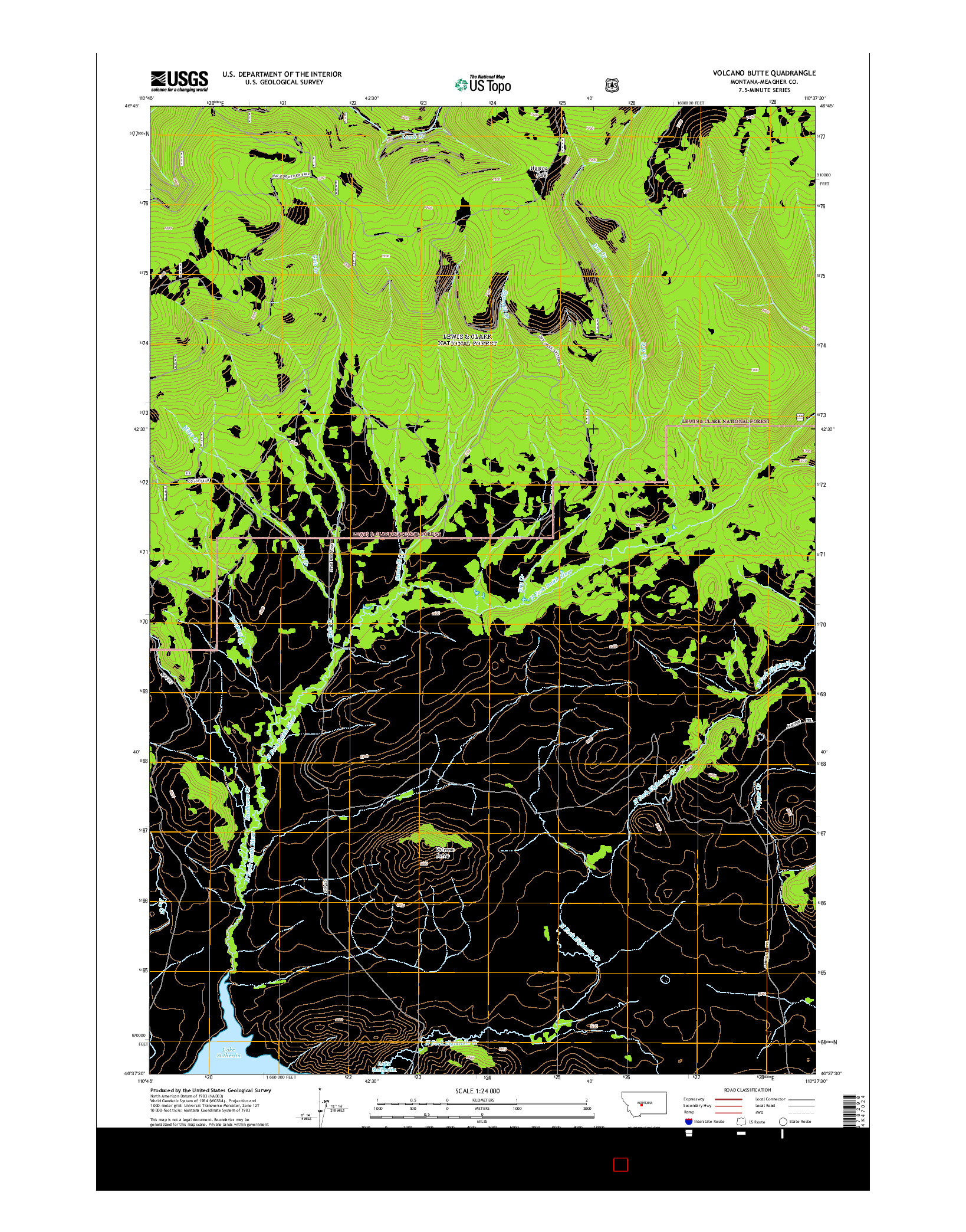 USGS US TOPO 7.5-MINUTE MAP FOR VOLCANO BUTTE, MT 2014