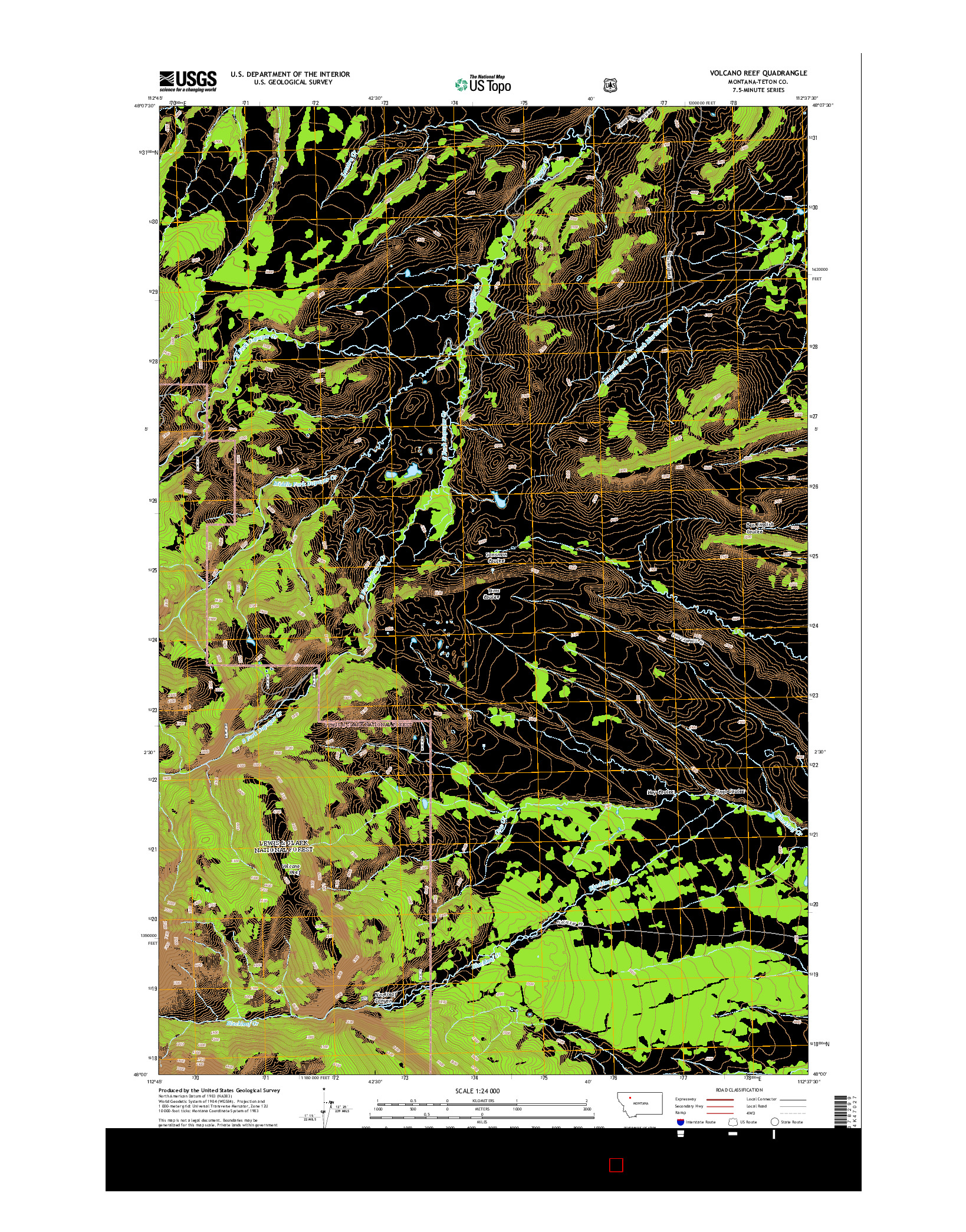 USGS US TOPO 7.5-MINUTE MAP FOR VOLCANO REEF, MT 2014