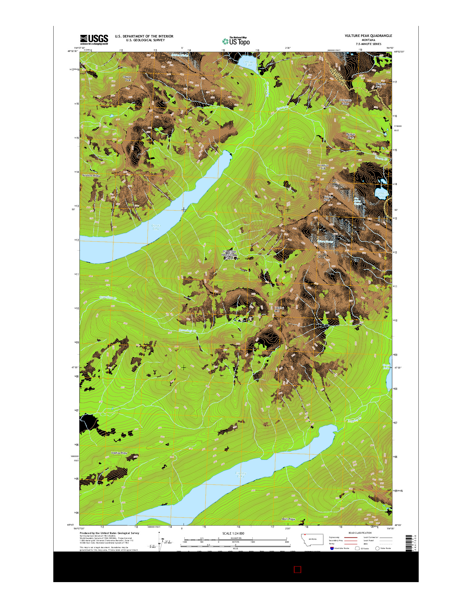 USGS US TOPO 7.5-MINUTE MAP FOR VULTURE PEAK, MT 2014