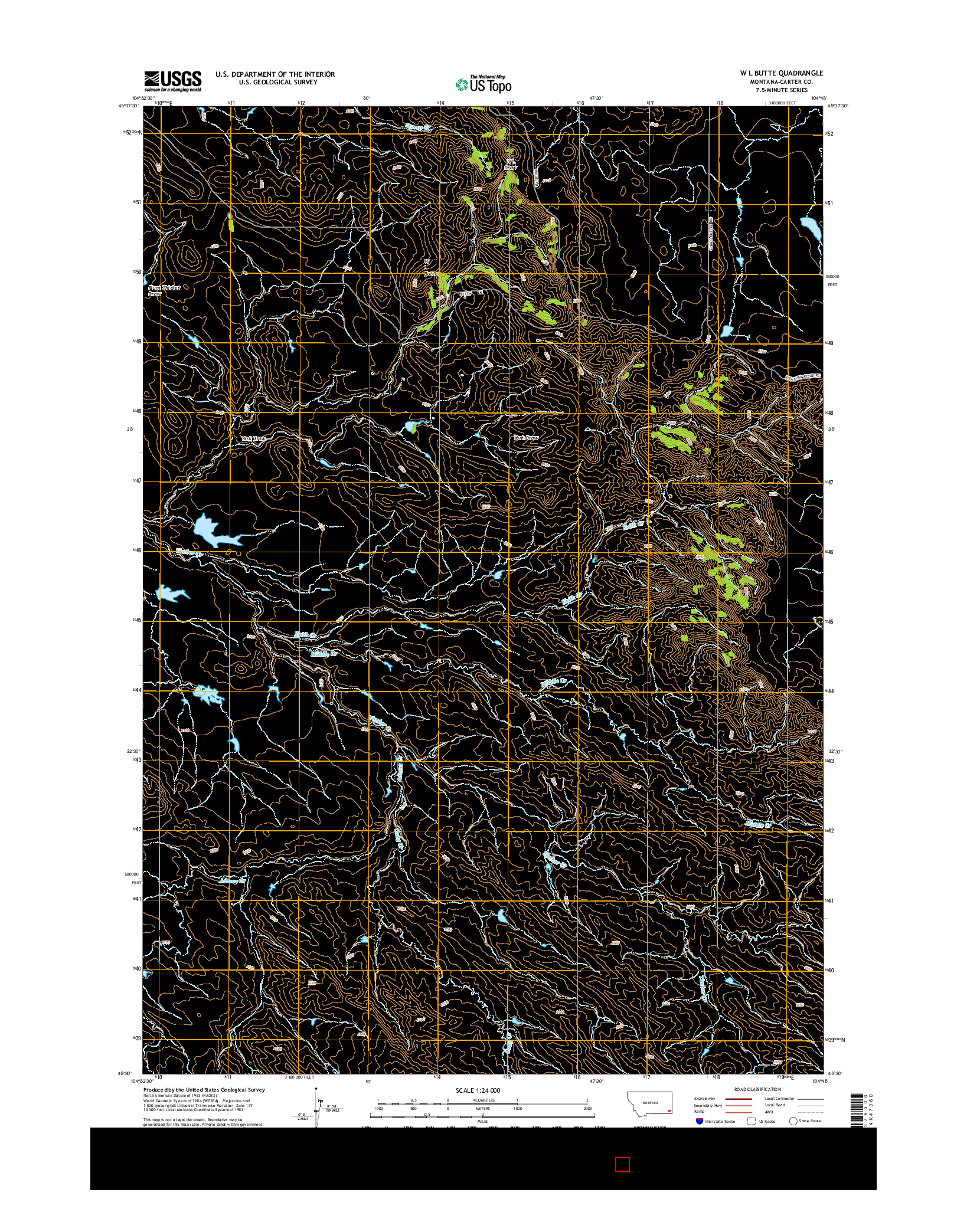 USGS US TOPO 7.5-MINUTE MAP FOR W L BUTTE, MT 2014