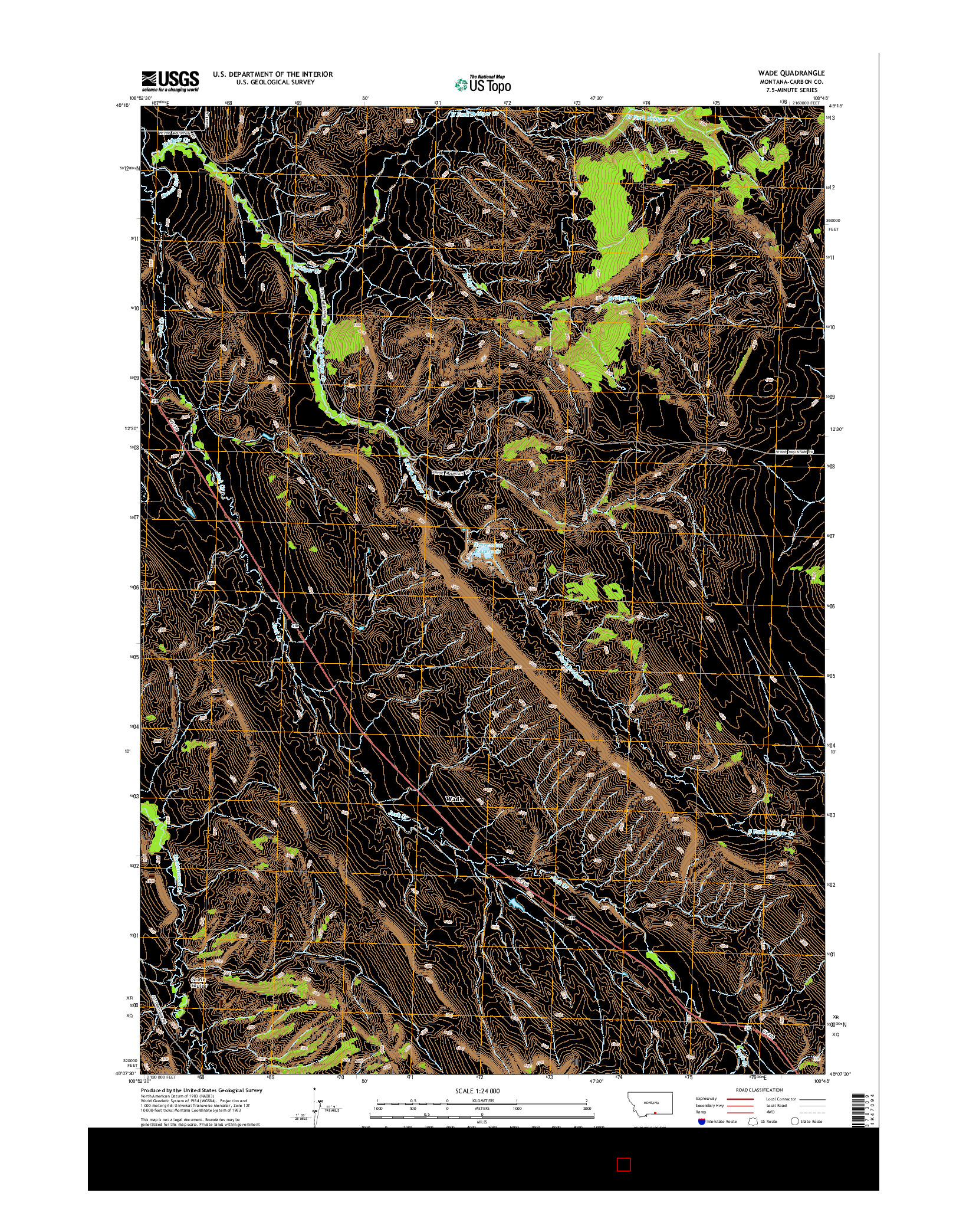 USGS US TOPO 7.5-MINUTE MAP FOR WADE, MT 2014