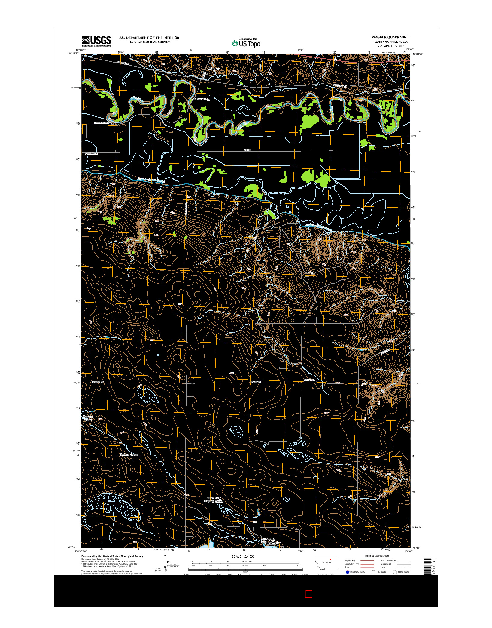 USGS US TOPO 7.5-MINUTE MAP FOR WAGNER, MT 2014