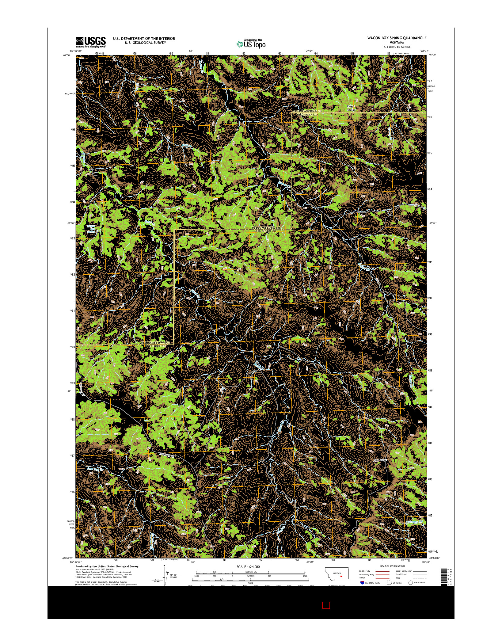 USGS US TOPO 7.5-MINUTE MAP FOR WAGON BOX SPRING, MT 2014