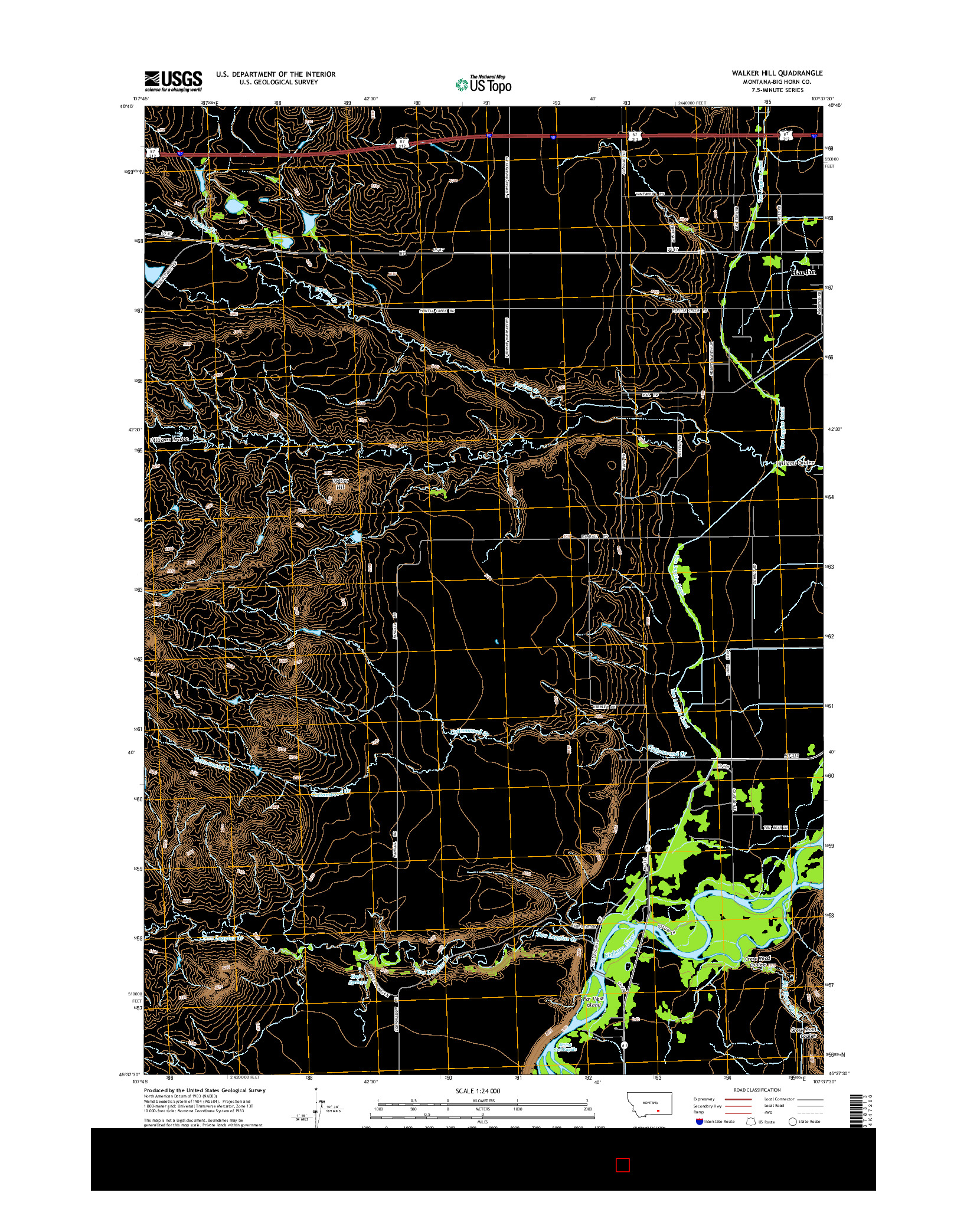 USGS US TOPO 7.5-MINUTE MAP FOR WALKER HILL, MT 2014